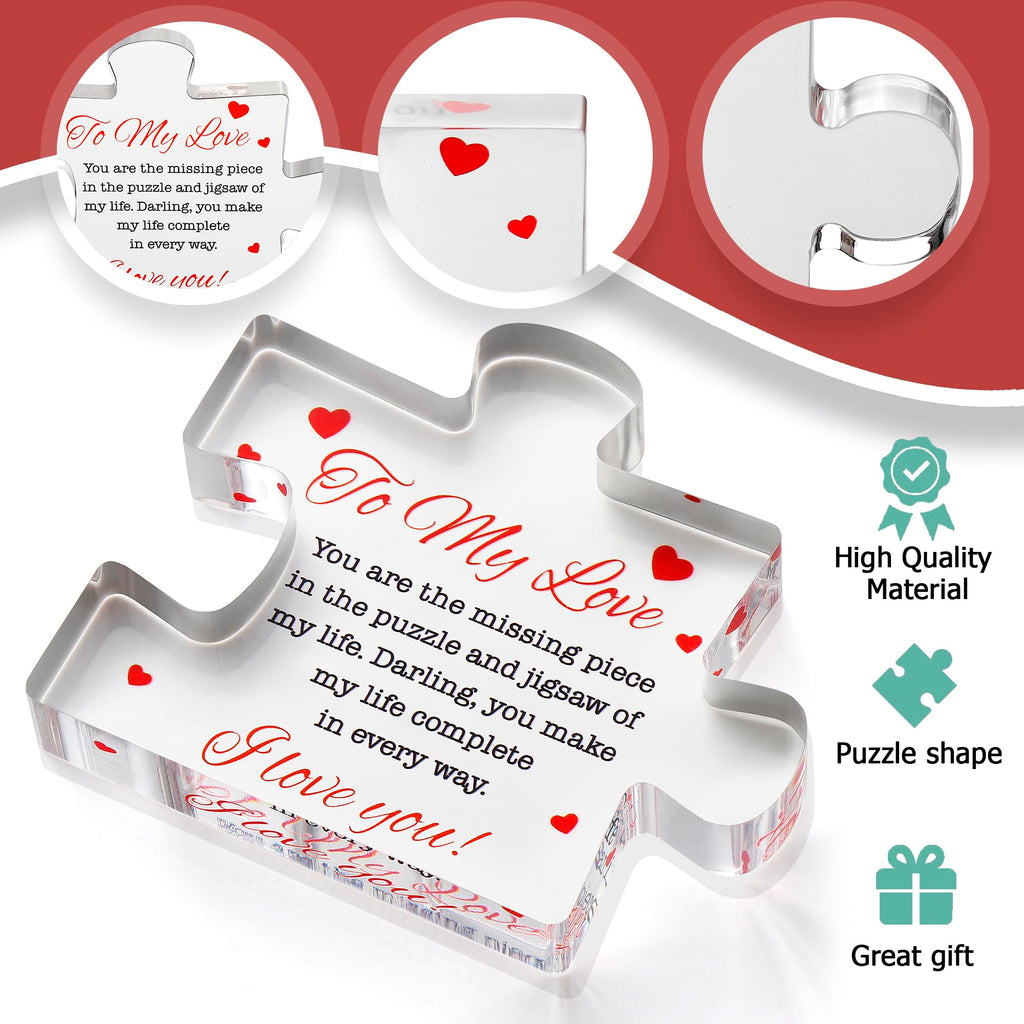 Engraved Acrylic Block Puzzle - Sentimental Gift for Her - Valentine's Day & Fiance Birthday Gift