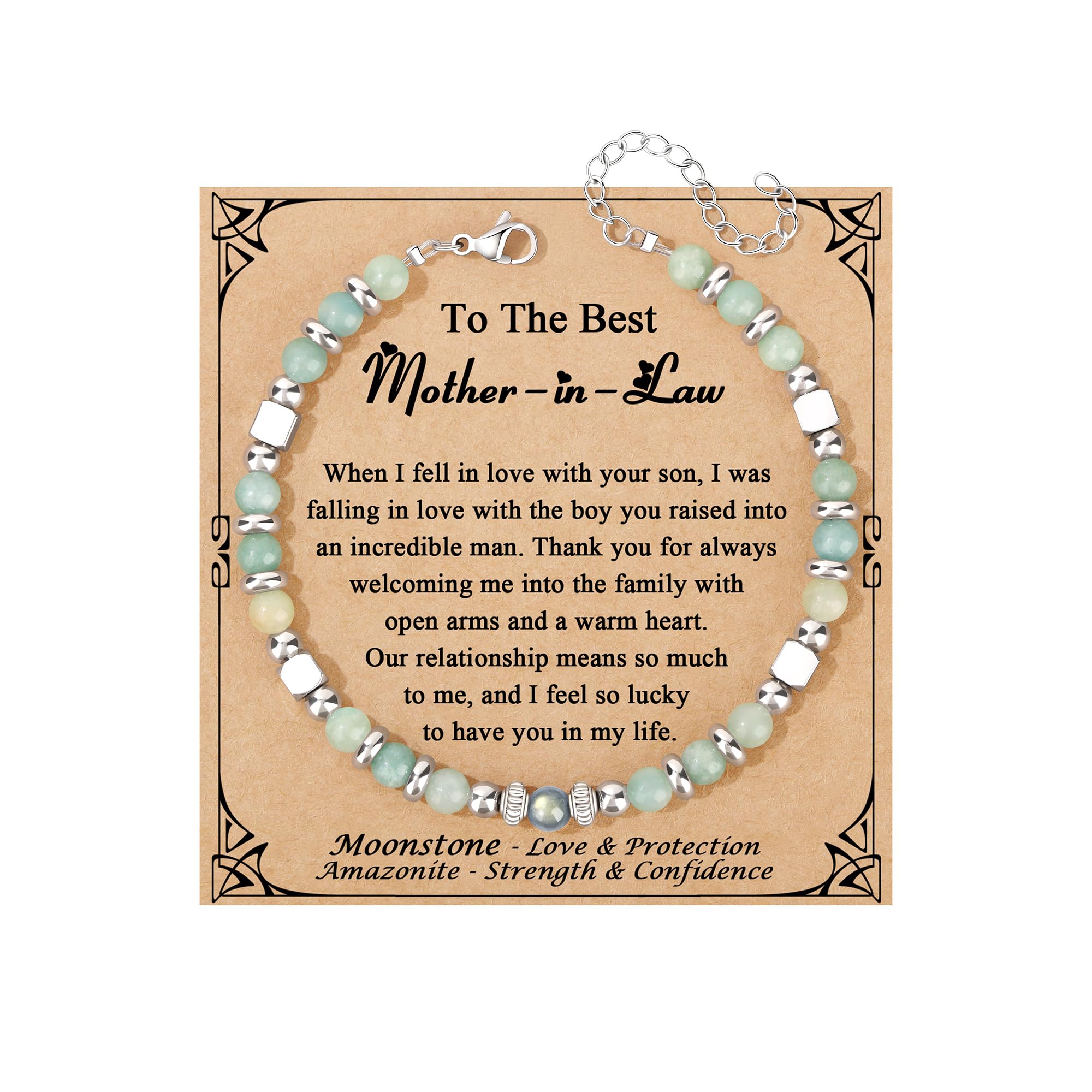 JoycuFF 𝗚𝗶𝗳𝘁𝘀 𝗳𝗼𝗿 𝗪𝗼𝗺𝗲𝗻 𝗠𝗼𝗼𝗻𝘀𝘁𝗼𝗻𝗲 𝗕𝗿𝗮𝗰𝗲𝗹𝗲𝘁 Amazonite Colorful Imperial Jasper Stainless Steel Beads Bracelets, Graduation Christmas Valentines Mothers Day Birthday Gifts