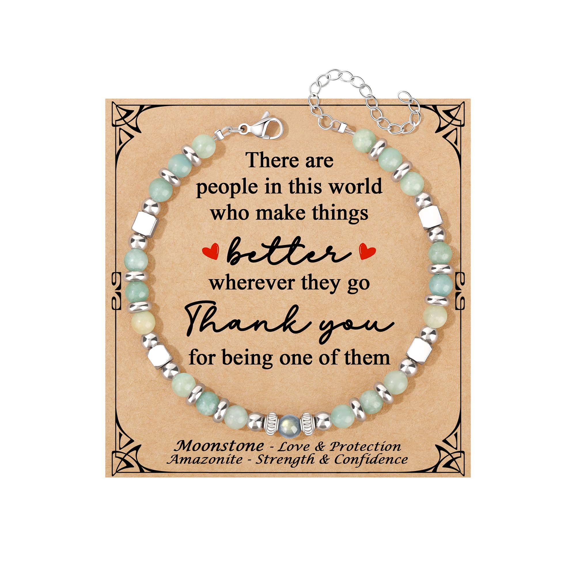 JoycuFF 𝗚𝗶𝗳𝘁𝘀 𝗳𝗼𝗿 𝗪𝗼𝗺𝗲𝗻 𝗠𝗼𝗼𝗻𝘀𝘁𝗼𝗻𝗲 𝗕𝗿𝗮𝗰𝗲𝗹𝗲𝘁 Amazonite Colorful Imperial Jasper Stainless Steel Beads Bracelets, Graduation Christmas Valentines Mothers Day Birthday Gifts