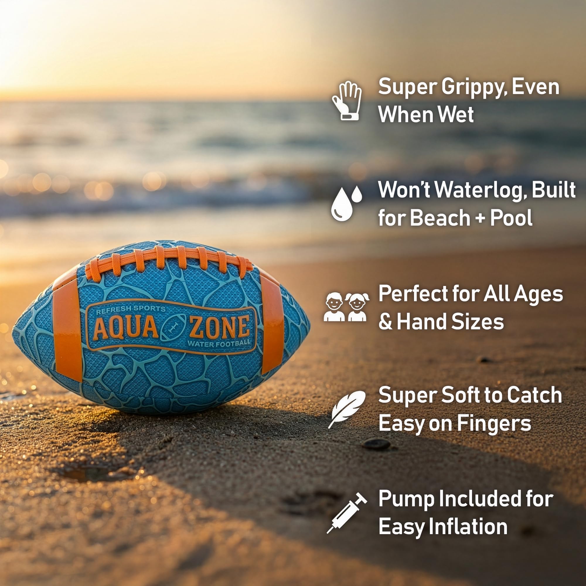 Water Football for Pool & Beach - Best Pool Toys for Kids All Ages - Easy Grip & Soft to Catch Footballs - Fun Outdoor Sports Beach Toys - Pool Gifts for Kids 5 6 7 8 9 10 11 12 + Year Old Boy & Girl