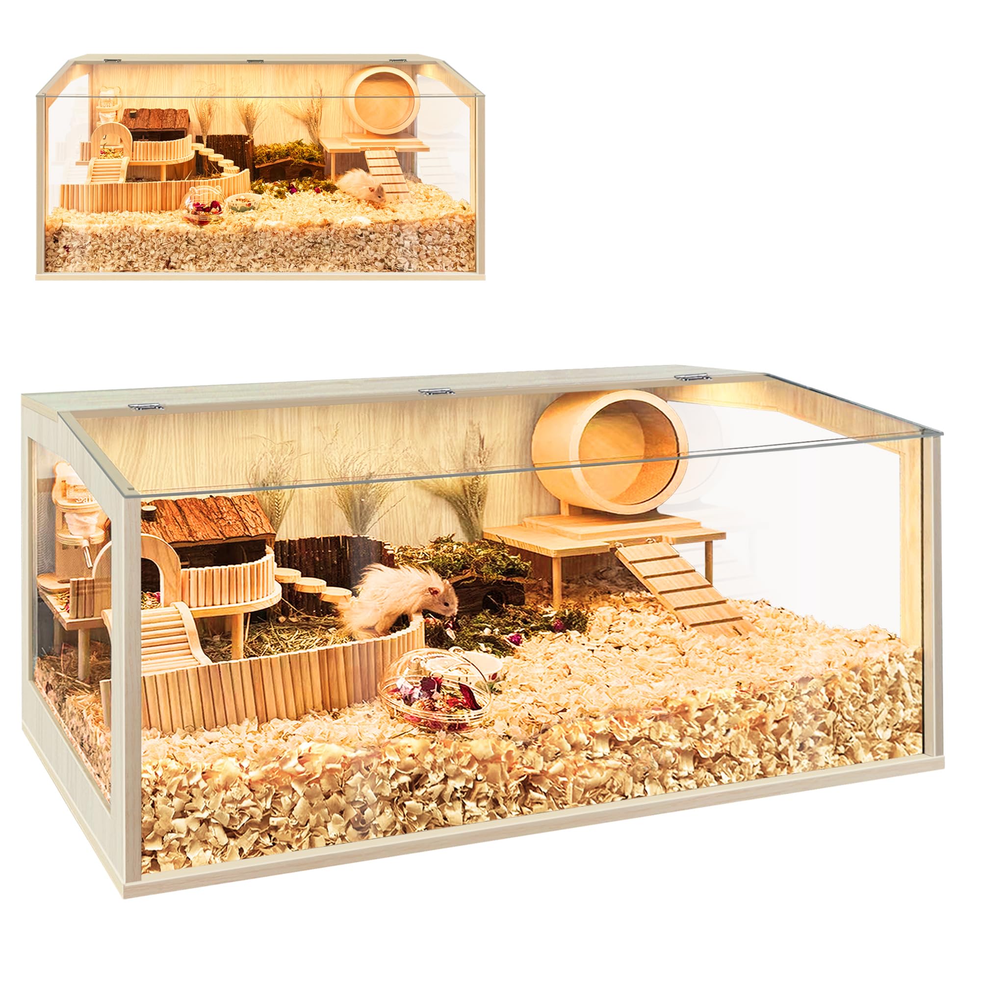 Hamster Cage Chewproof, Large Hamster Cages and Habitats, Openable Top with Acrylic Sheets, Solid Built