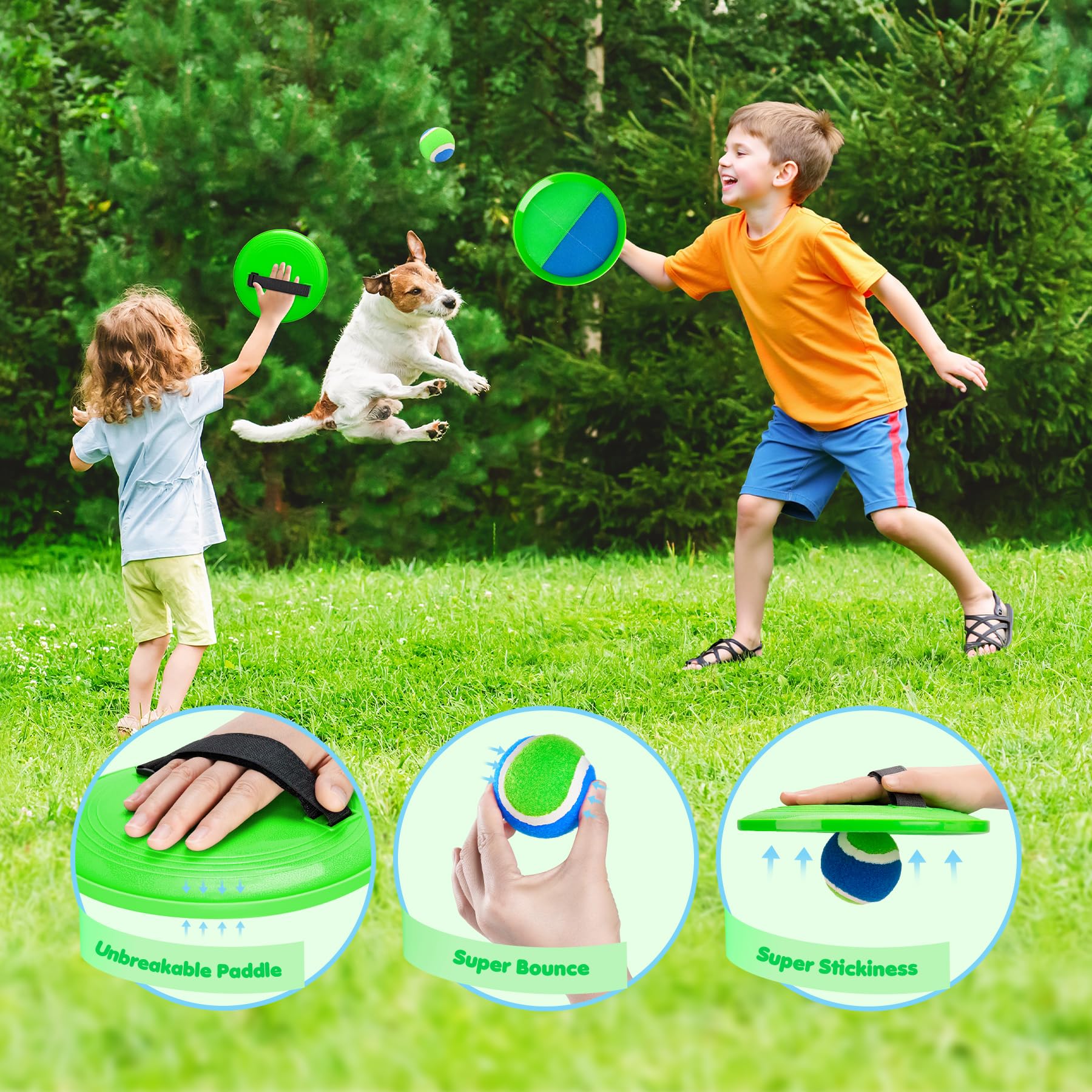 TEILLNET Toss and Catch Ball Set Upgraded - Kids Toys Beach Toys Baseball Games - Sturdy & Water-Resistant for Outdoor Pool Yard Games - Classic Gift for Boys Girls 3 4 5 6 7 8 9 10 11 12+ Years