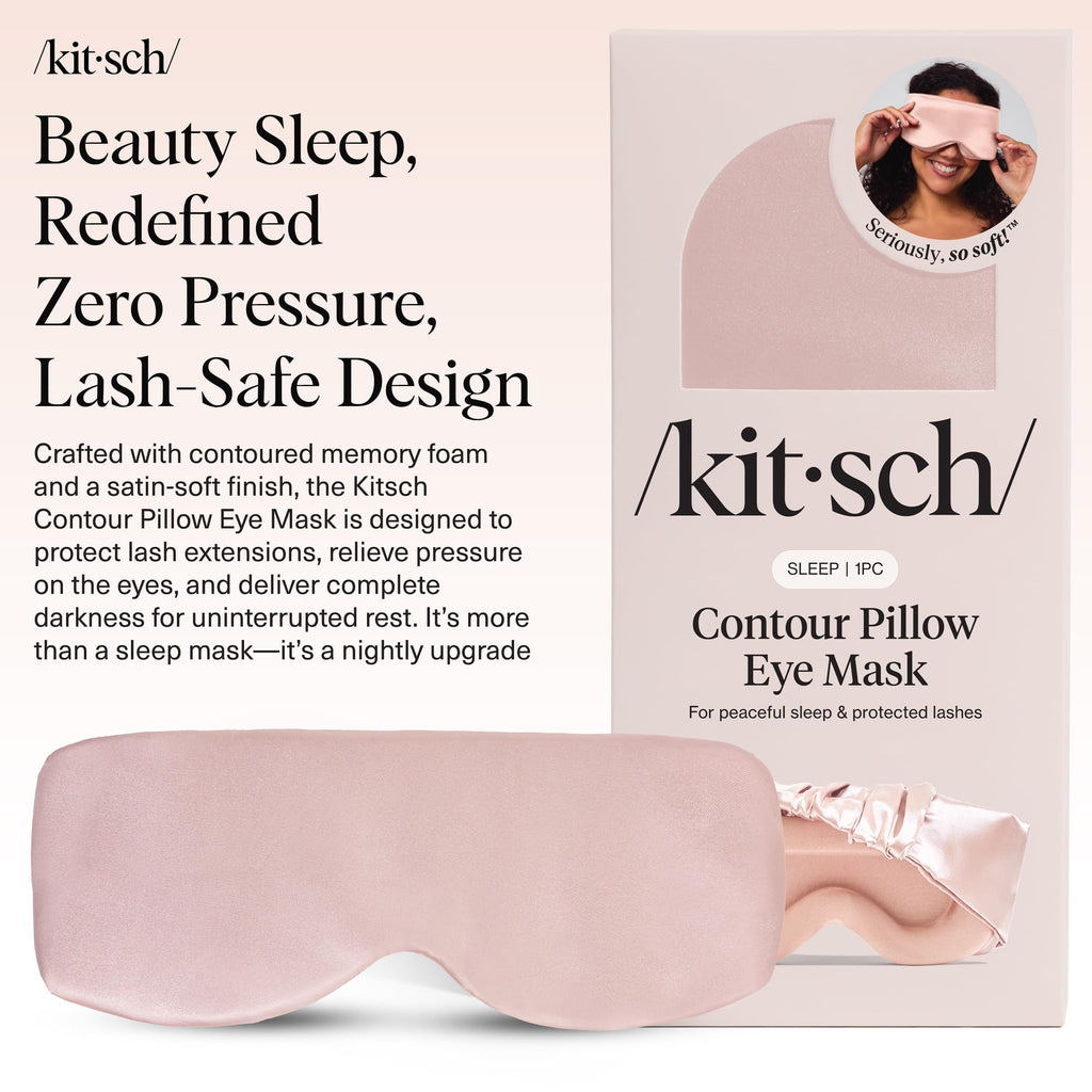 Kitsch Contour Pillow Eye Mask – Softer Than Silk Eye Masks for Sleep, Blindfold Sleep Masks for Women & Men, No Eye Pressure, Lightweight, Eye Care, Travel Essentials - Blush