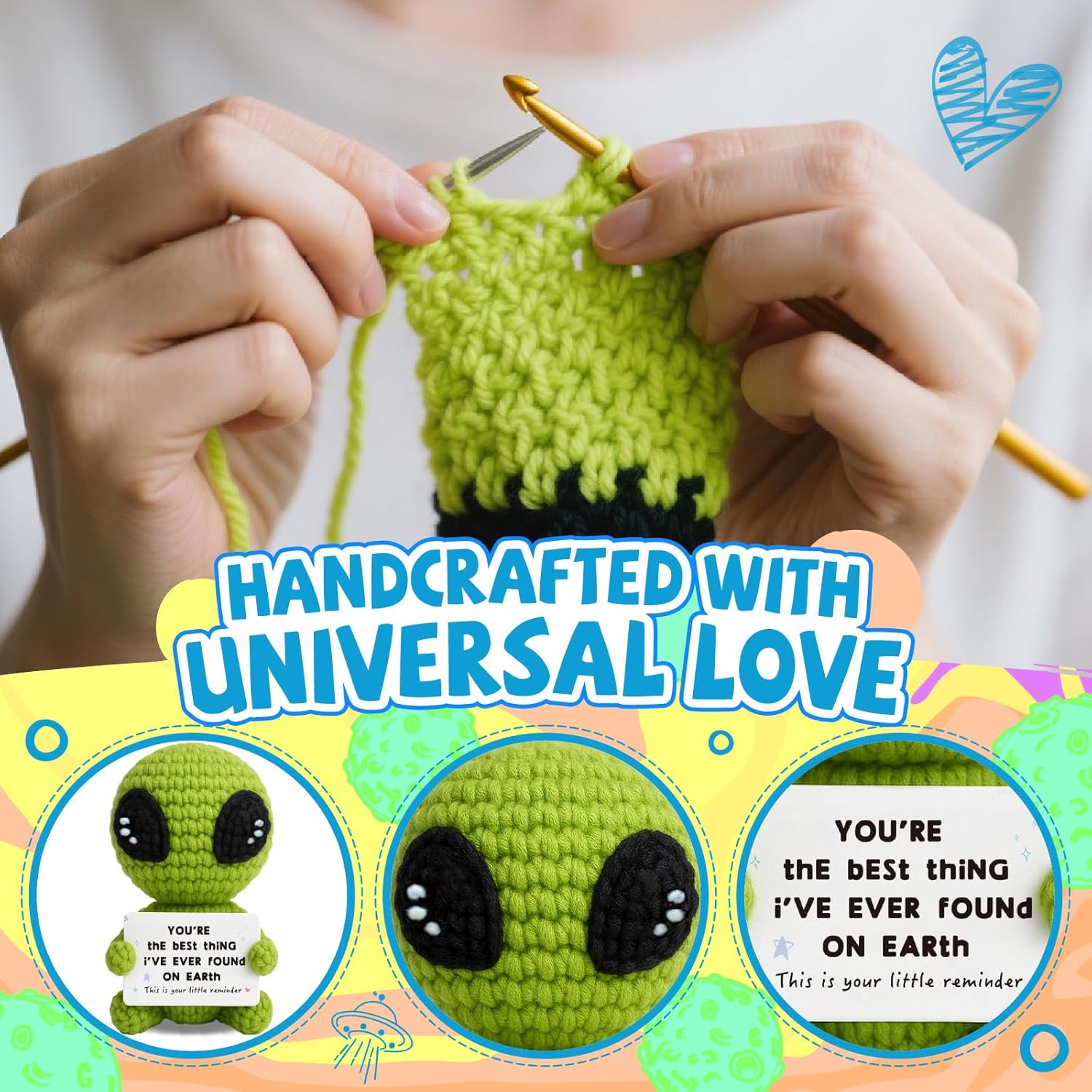 Gifts for Him Her Boyfriend Girlfriend Crochet Alien Valentine's Day Anniversary Birthday Funny Romantic Gift for My Love Men Women Wife Husband Fathers day