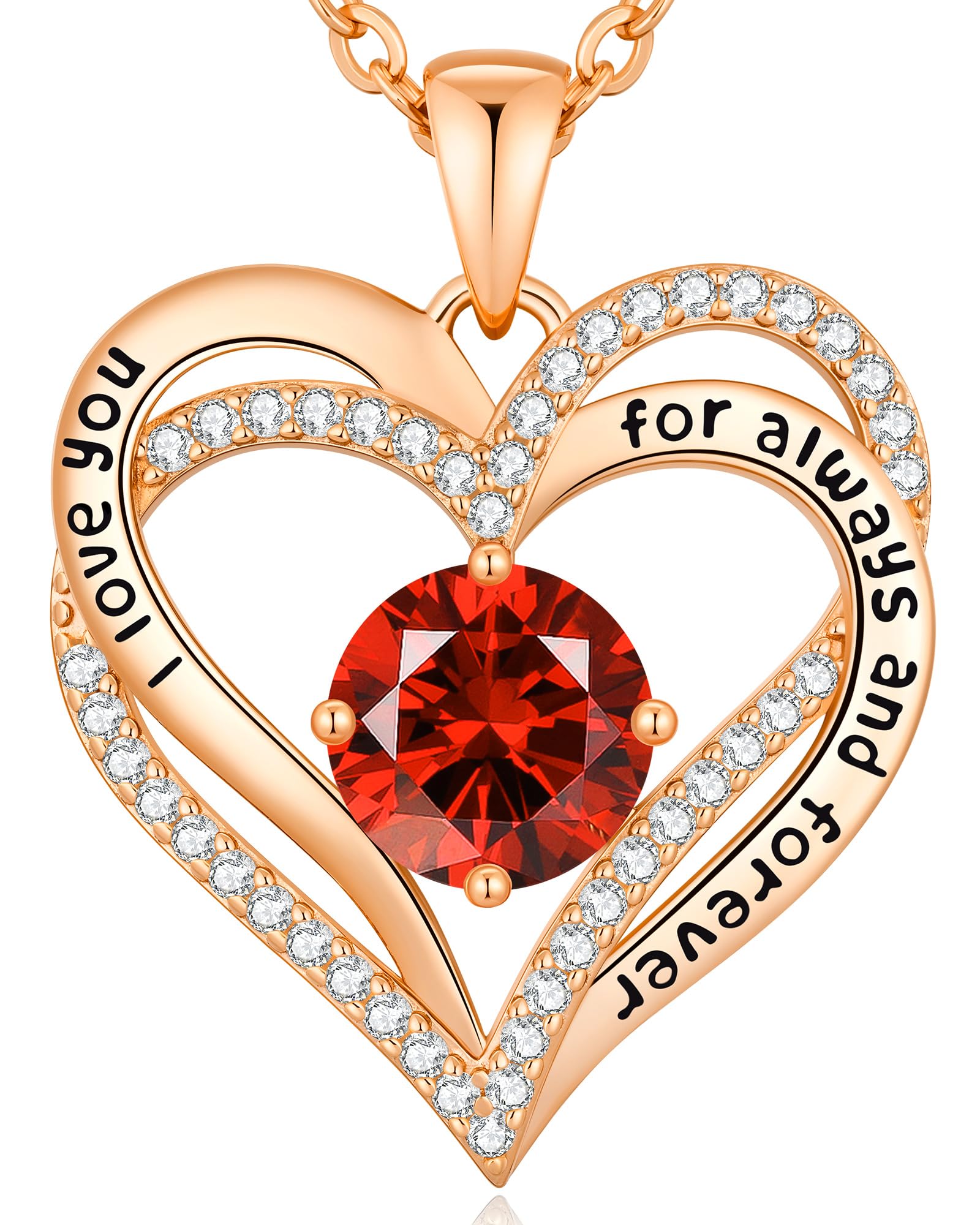 CDE Forever Love Heart Necklaces for Women, Wedding Anniversary, Valentine's，Birthday Mothers Christmas Day Gifts for Mom, Mother, Wife, S925 Silver Jewelry with Birthstone Pendant