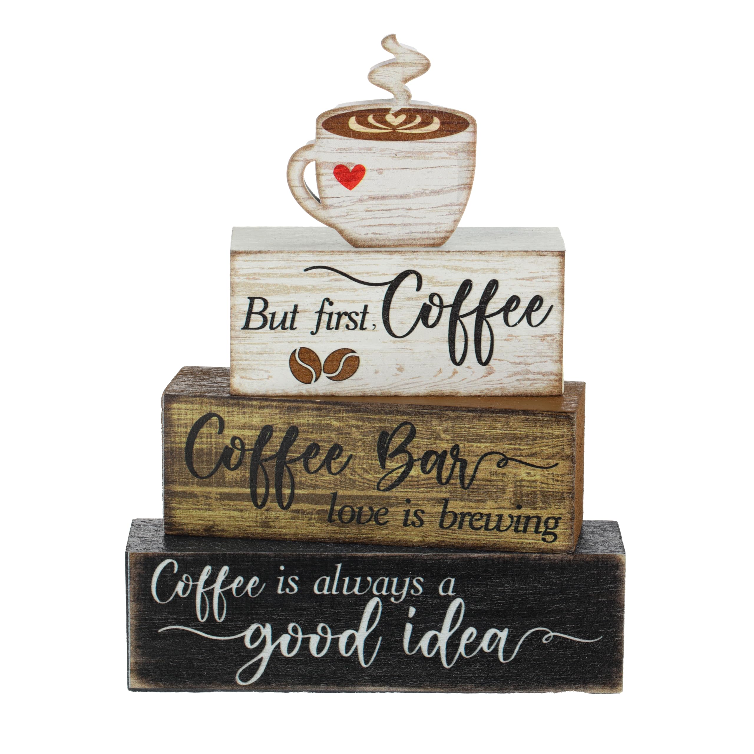 Moucuny 4 Pcs Christmas Table Decor Wooden Hot Cocoa Decoration Christmas Centerpiece Winter Tiered Tray Decor Decorative Red Hot Cocoa Block Signs Gift Farmhouse Xmas Decoration for Home Kitchen