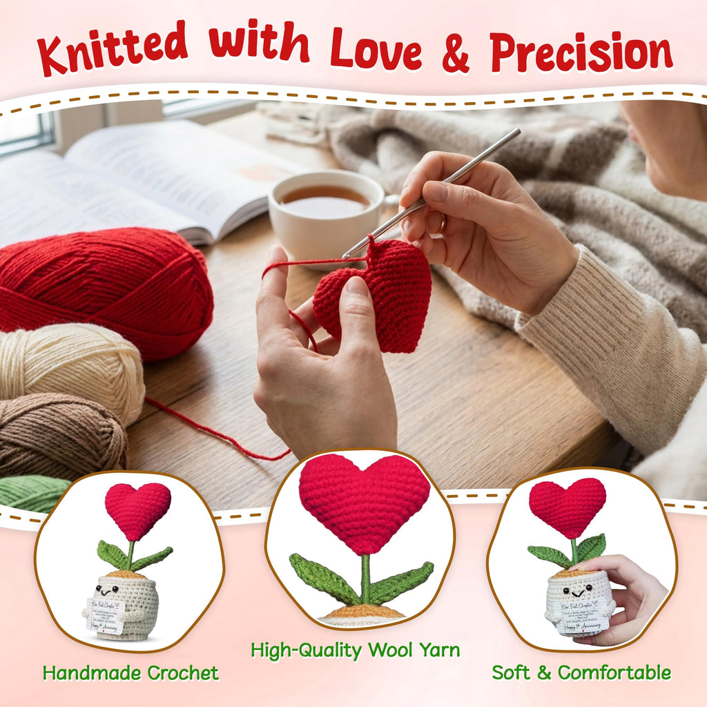 OASSIE Anniversary Couple Gifts for Women Men - Positive Penguin Couple Crochet with Card - Mothers Day Birthday Anniversary Wedding Gifts for Wife Husband Him Her Couples Boyfriend Girlfriend
