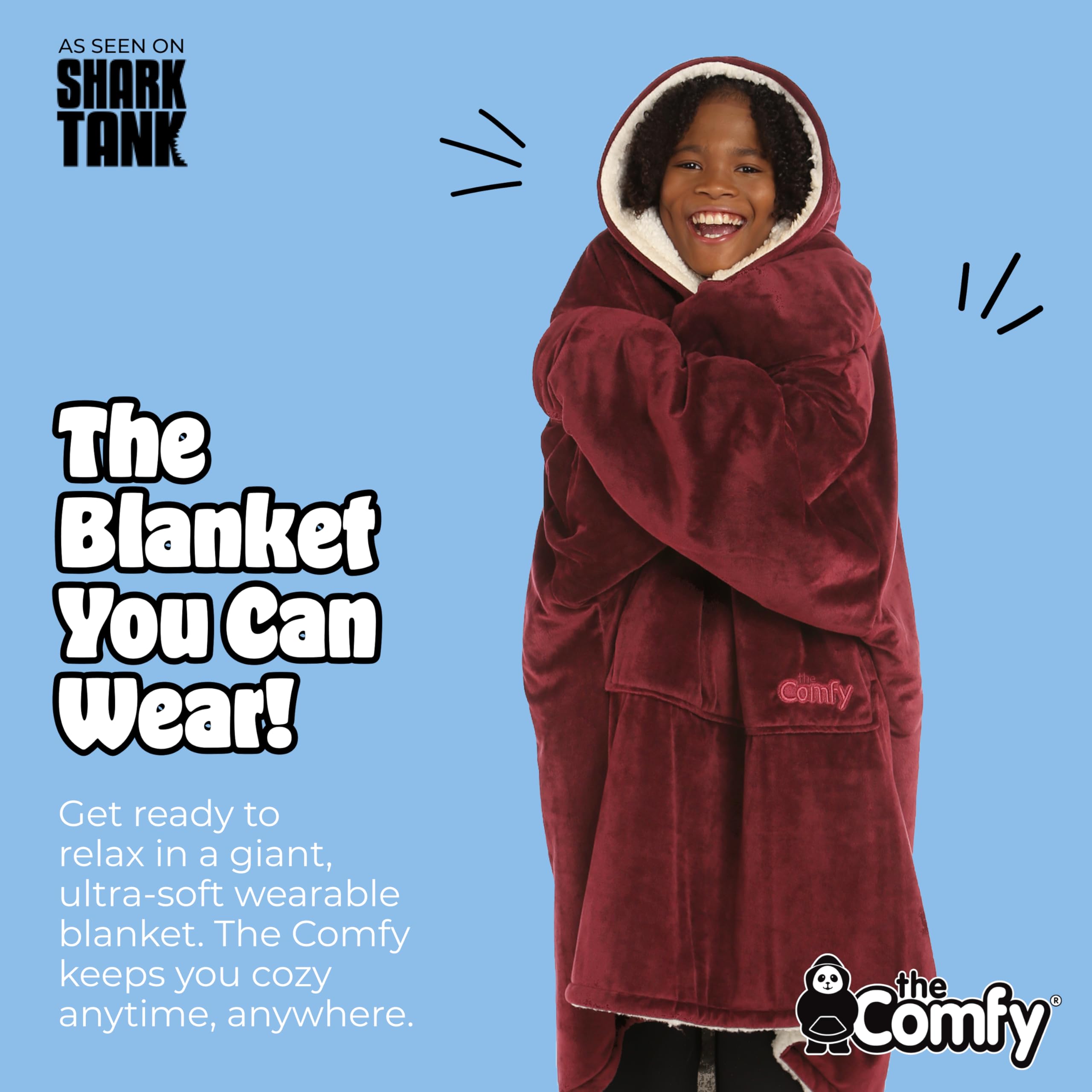 THE COMFY Original | From Shark Tank | Patented | Oversized Sherpa Wearable Blanket Hoodie| Gift for Women & Men | One Size
