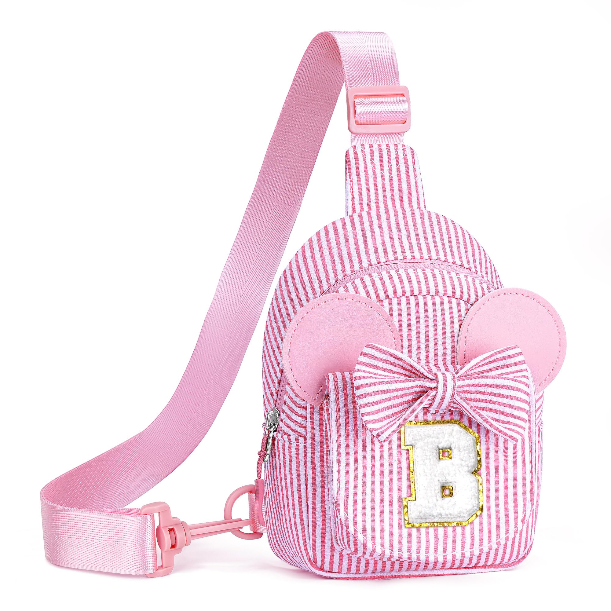 Birthday Gifts for Girls Kids, Personalized Small Initial Pink Sling Bag for Kid Girls | Small Initial Monogram Fanny Packs Crossbody Bag Purse for Girl Kid Year Old Birthday Gifts (Pink A)