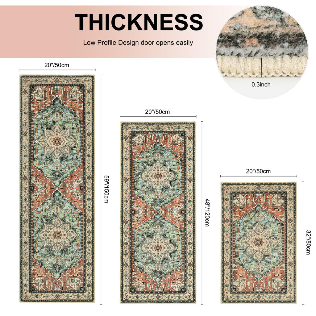 Yamaziot Christmas Kitchen Rugs Sets of 3, Non Slip Kitchen Mats for Floor with Rubber Backing, Holiday Christmas Snowflake Runner Rug Decor Home Decorations for Kitchen, Laundry Room, Hallway
