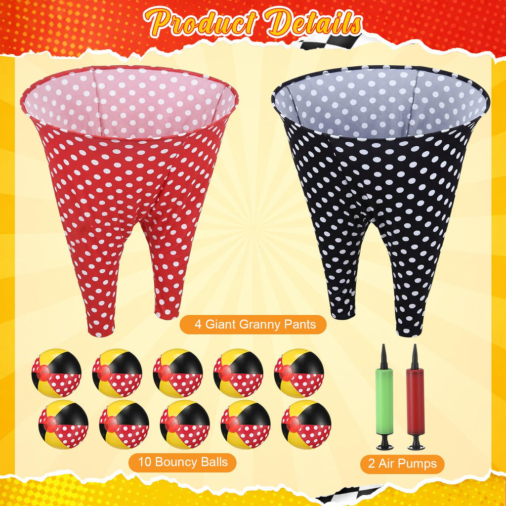 14 Pcs Granny Pants Yard Game Sets with 2 Oversized Gaint Pants & 10 Bouncy Balls & 2 Air Pump Hilarious Outdoor Tossing Game for Adult Family Gathering Backyard Party