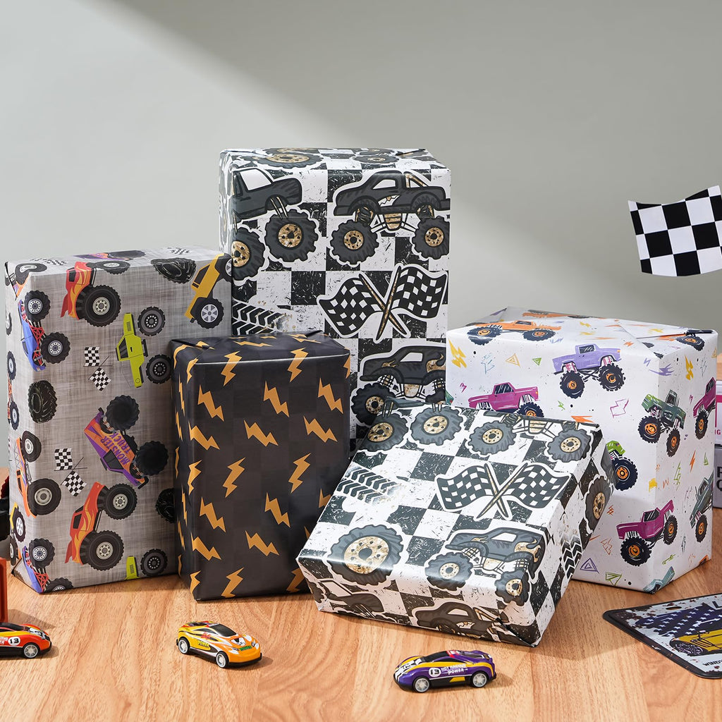 Christmas Wrapping Paper Folded for Kids Boys Girls Man Women Gift's. Papercraft Snowmen, Candy Canes, Tree, Socks, Snowflakes, Happy New Year Bulk of 12 Sheets 20"x 29" Folded