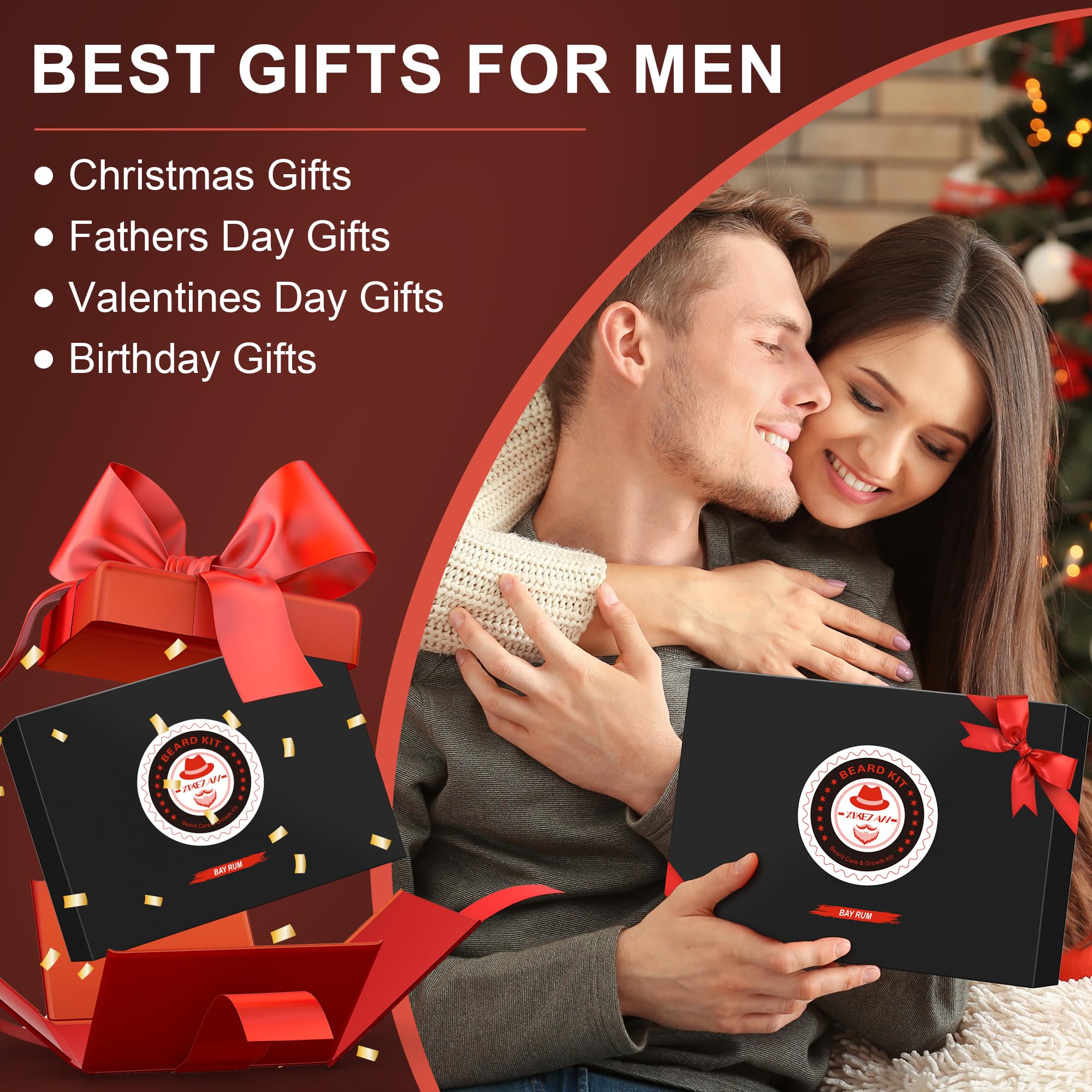 XIKEZAN Fathers Day Gifts for Dad Husband,Beard Kit for Men Grooming & Care w/Beard Conditioner, Wash,Oil,Balm,Birthday Valentines Easter Gifts for Mens Him Boyfriend Christmas Stocking Stuffers