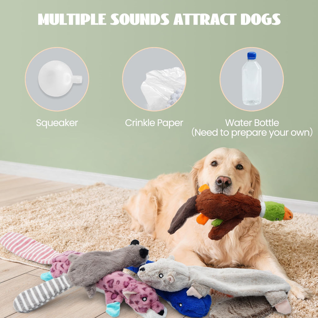 Nocciola Dog Squeaky Toys, 5 PCS Crinkle Plush Dog Toys, No Stuffing Dog Toys for Small Medium Large Dogs, Stuffless Puppy Toys for Boredom