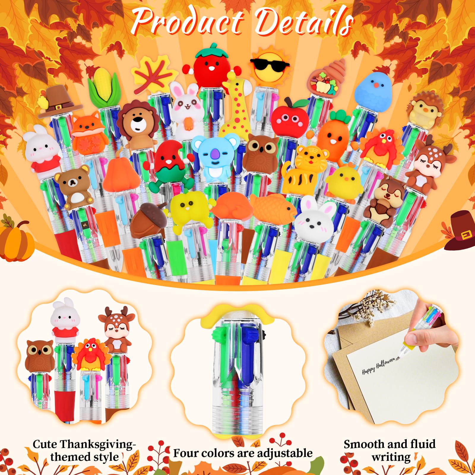 CZWZ 20Pcs Mini Multicolor Pens in One 4-in-1 Cute Pens Bulk for Kids, Fun Kawaii Ballpoint Pens for Birthdays and Children's Party Favors Gifts Teacher School Supplies