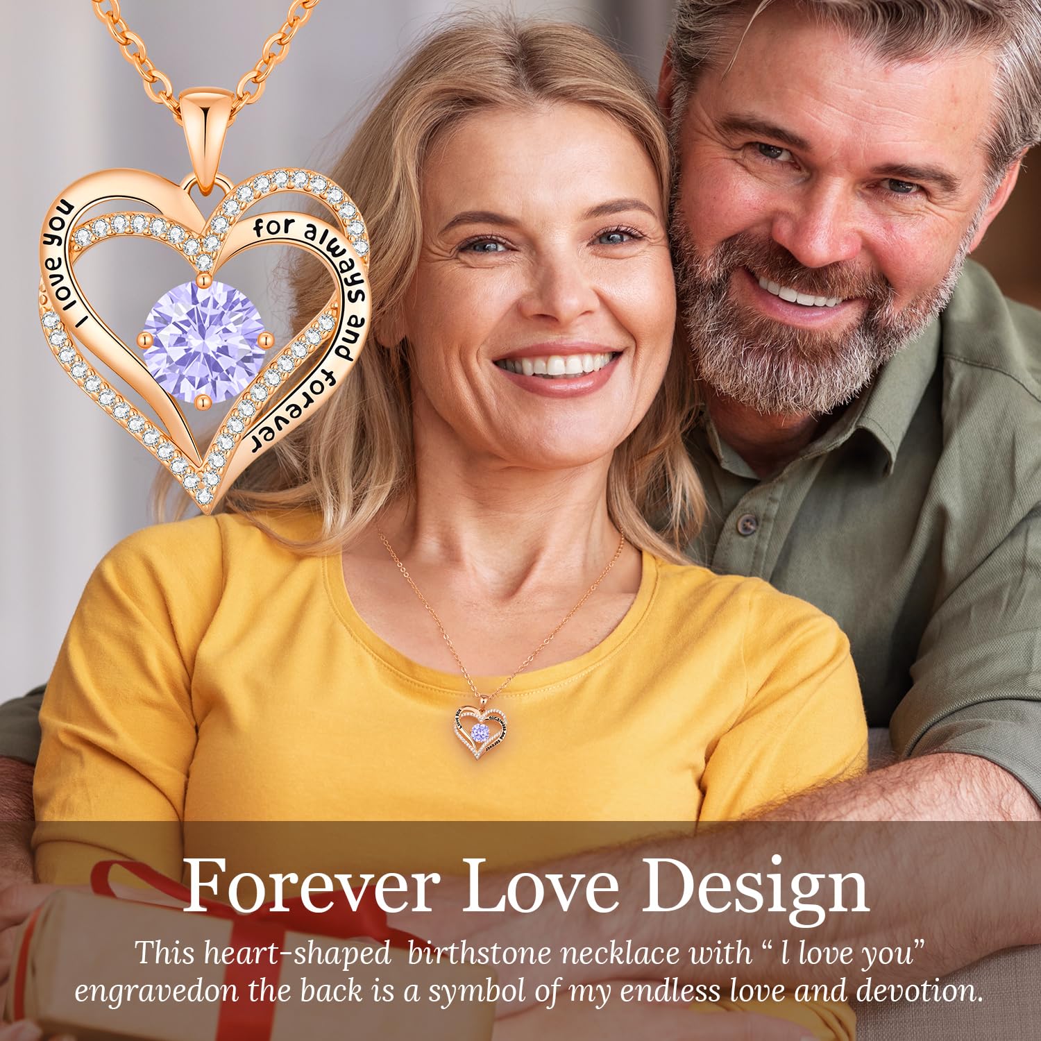 CDE Forever Love Heart Necklaces for Women, Wedding Anniversary, Valentine's，Birthday Mothers Christmas Day Gifts for Mom, Mother, Wife, S925 Silver Jewelry with Birthstone Pendant
