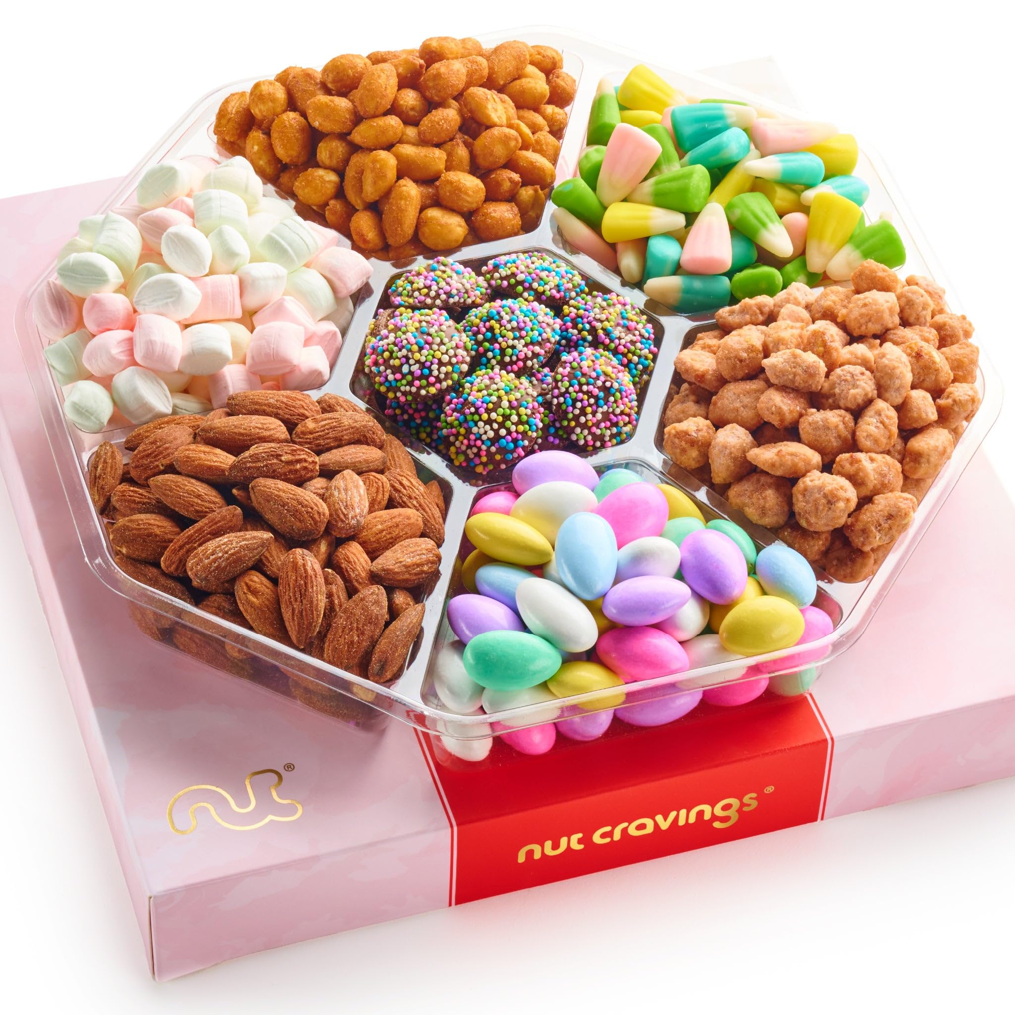 NUT CRAVINGS - Fathers Day Treats, Gift For Dad, Mixed Nuts Heart Shaped Gift Basket, Love in A Box (6 Assortments, 2 LB) Romantic Food Arrangement, Healthy Snack Care Package, Food Assortments