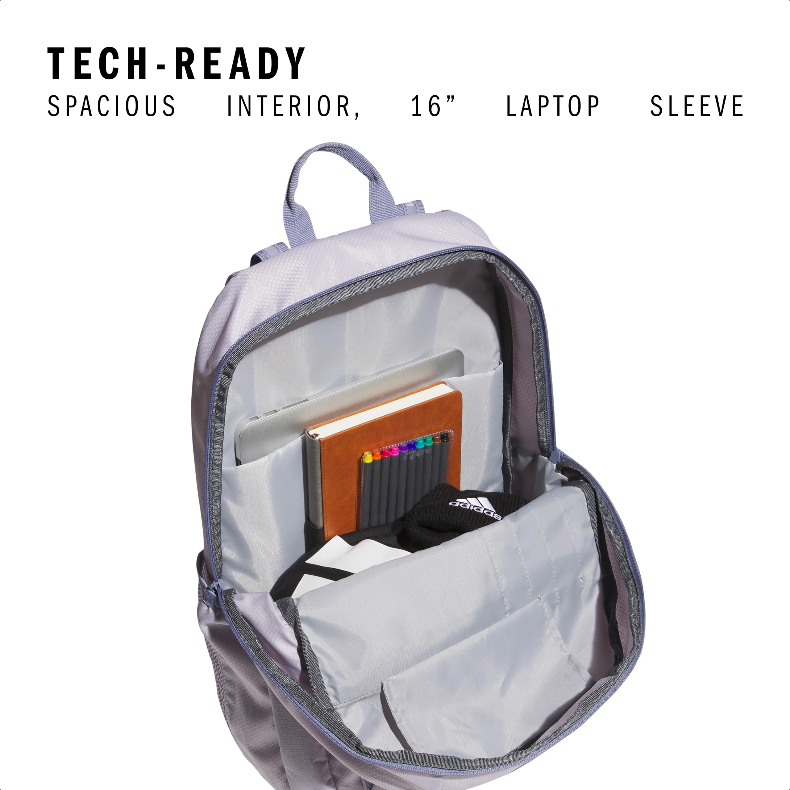 adidas Excel 7 School Backpack for Laptop, Gym and Travel, 34L, Twill White/Black/7.5, OSFA