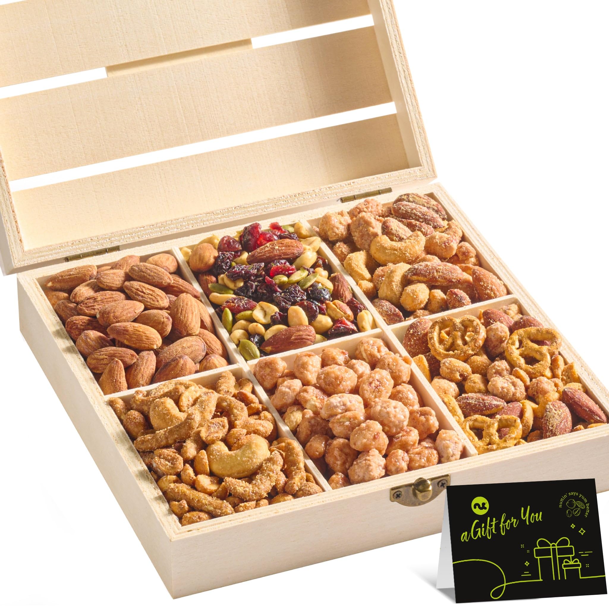 NUT CRAVINGS - Fathers Day Treats, Gift For Dad, Mixed Nuts Heart Shaped Gift Basket, Love in A Box (6 Assortments, 2 LB) Romantic Food Arrangement, Healthy Snack Care Package, Food Assortments