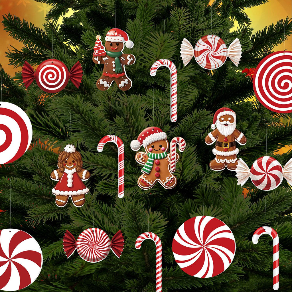 33" Christmas Decorations Outdoor Candy Christmas Decorations, 2ct Large Tall Outdoor Stake Signs 4 Interlocking PP Panels with H-Brackets Fiberglass Rods for Lawn Pathway Xmas Party