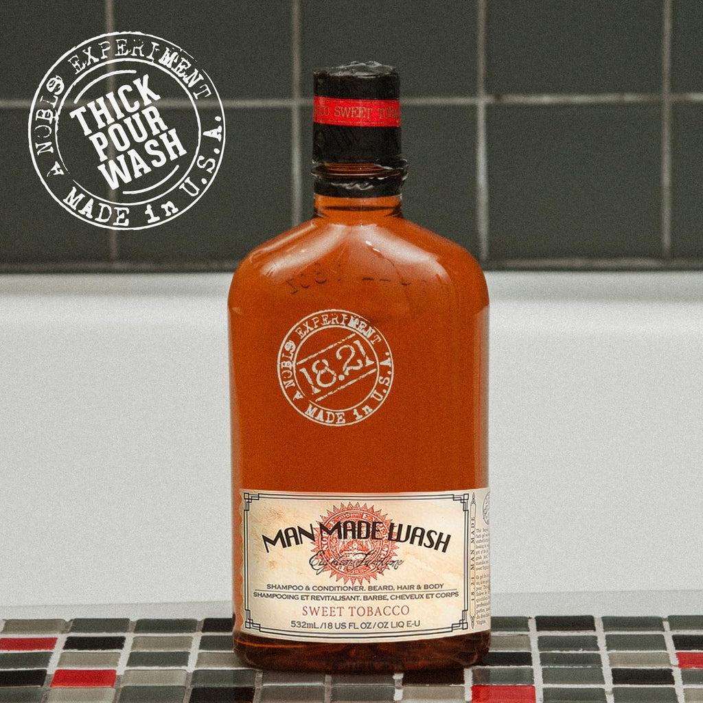 18.21 Man Made Original Absolute Mahogany 3-in-1 Body Wash, Shampoo, & Conditioner for Men, All Hair & Skin Types, Strengthens and Moisturizes in a Manly Aroma, 18oz