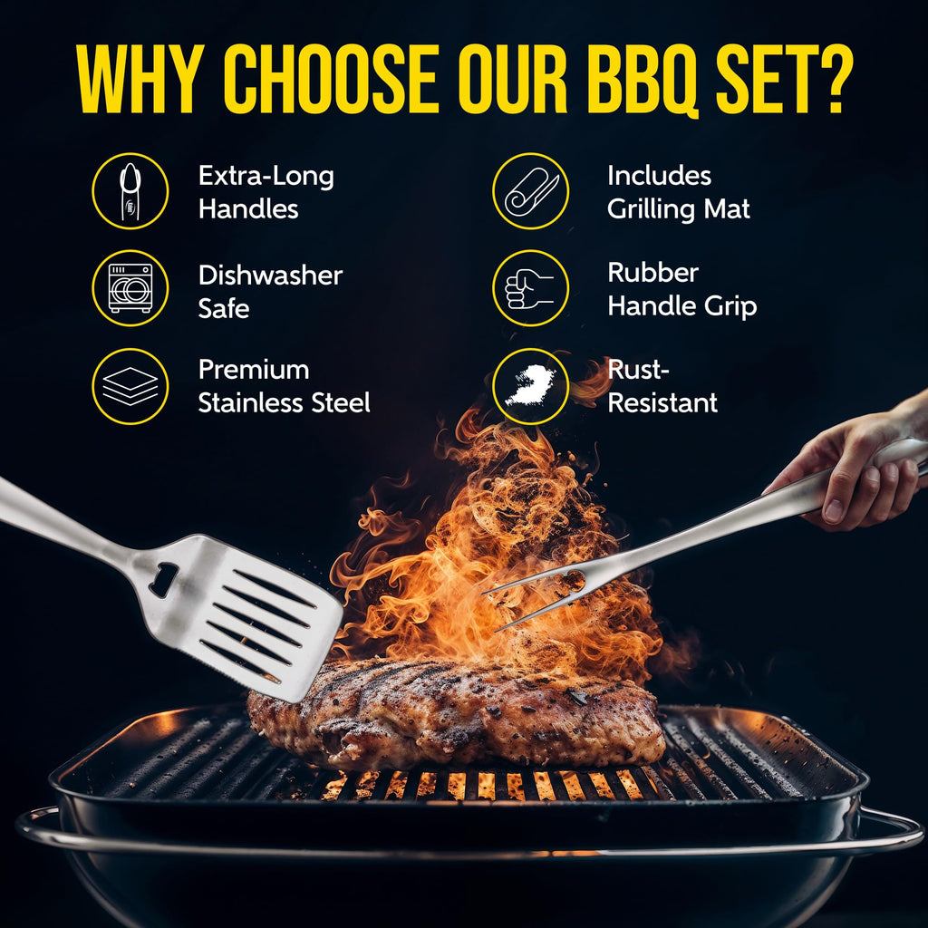 Kaluns Grilling Accessories, Dad Gifts for Fathers Day, Grilling Gifts, Heavy Duty Stainless Steel BBQ Tool Set for Outdoor Grill with Aluminum Case and Apron, Birthday Gifts for Men Women