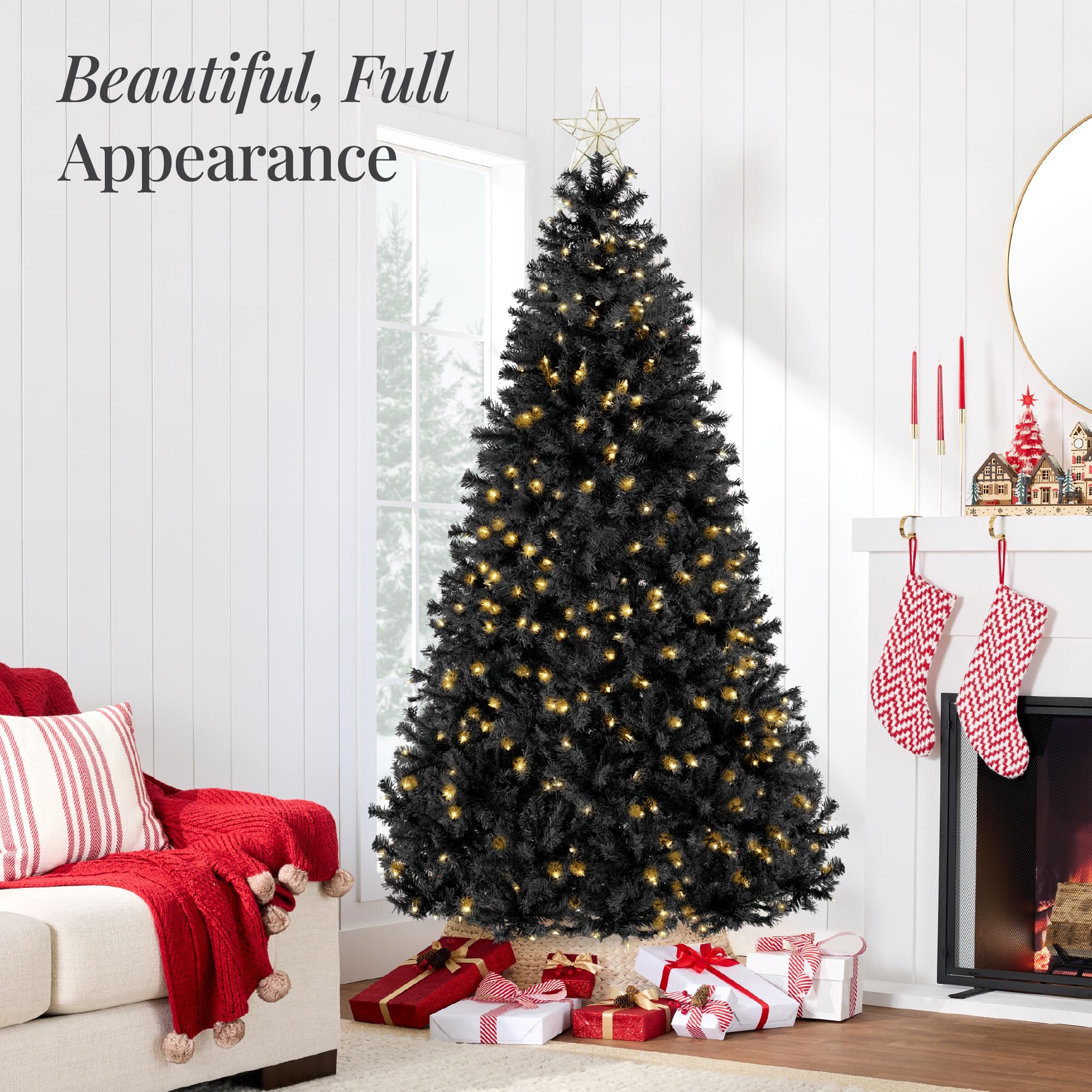 Best Choice Products White Christmas Tree 6ft Pre-Lit Artificial Pine Tree Premium Holiday Decoration w/Warm White Lights, Stand, Easy Assembly