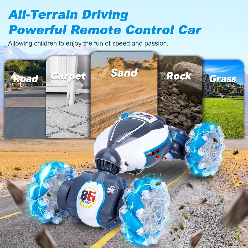 Fosgoit Gesture Sensing RC Stunt Car - Toys for 6-12 Years Old Boys Girls, 4WD Remote Control Car, Hand Controlled Car with Lights Music, Cool Birthday Gifts for Kids Age 6 7 8 9 10 11 12 Years Old
