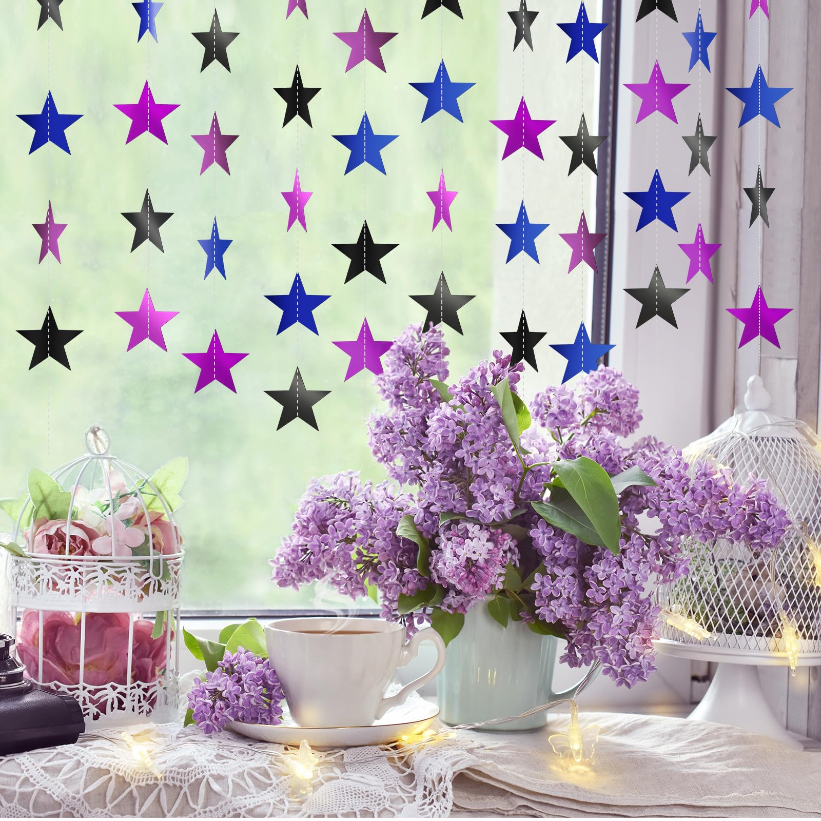 Patelai Glitter Star Garland Banner 2026 Graduation Decor 130 Feet Star Hanging Banner Twinkle Backdrop for Party Birthday Classroom Wedding Supplies(Gold)