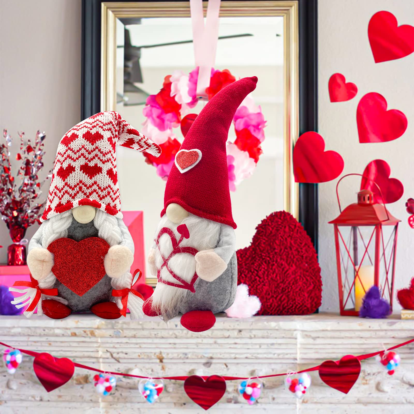Valentines Day Decor - Valentines Day Decorations - Valentine Couple Gnomes Decorations for Home, Office - Valentine's Gifts for Her, Wife, Women, Girlfriend - Romantic Anniversary Vday Wedding Gift