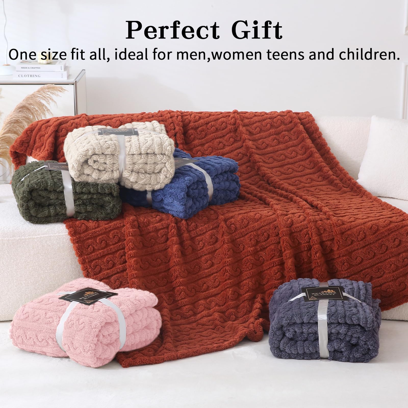 Wearable Blanket Poncho Cape Wrap for Adult, Cozy Sherpa Fleece Pocketed Shawl TV Throw Blankets for Office and Lounge(Caramel,58'' x 64'')