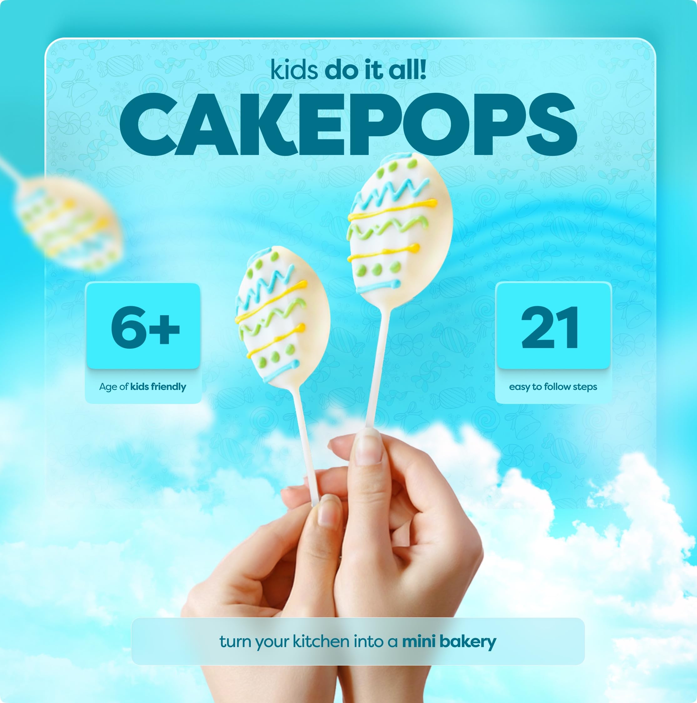 Baketivity DIY Cake Pop Baking Kit for Kids - Premeasured Ingredients, Decorating Supplies
