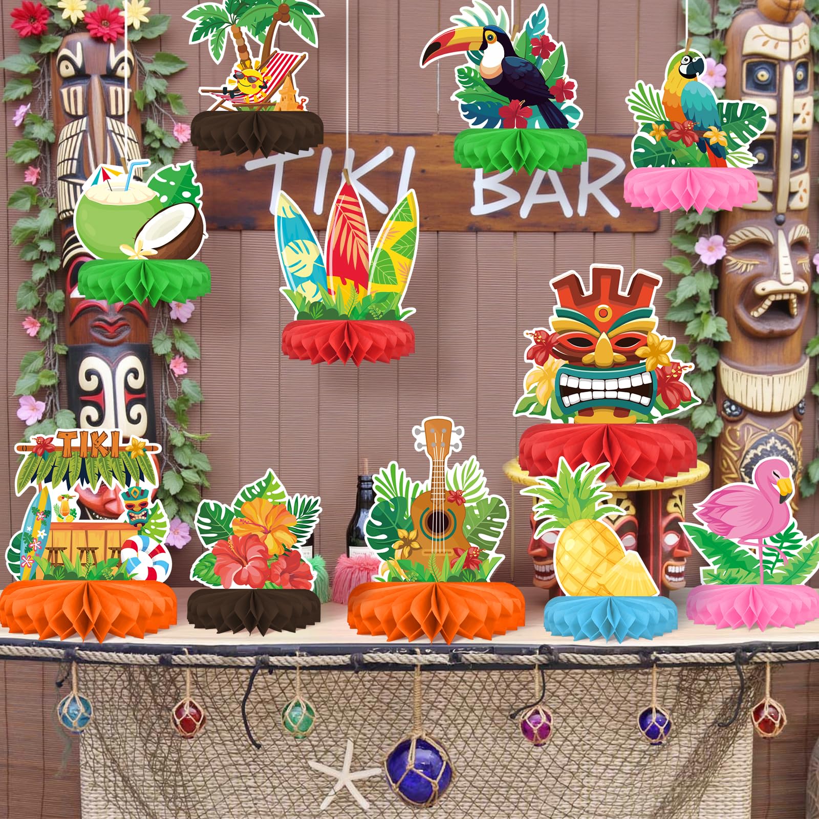 St Patrick's Day Decorations Set - St Patricks Day Honeycomb Centerpieces & Shamrock Beer Table Toppers, for Irish Classroom & St. Patrick's Day Party Supplies