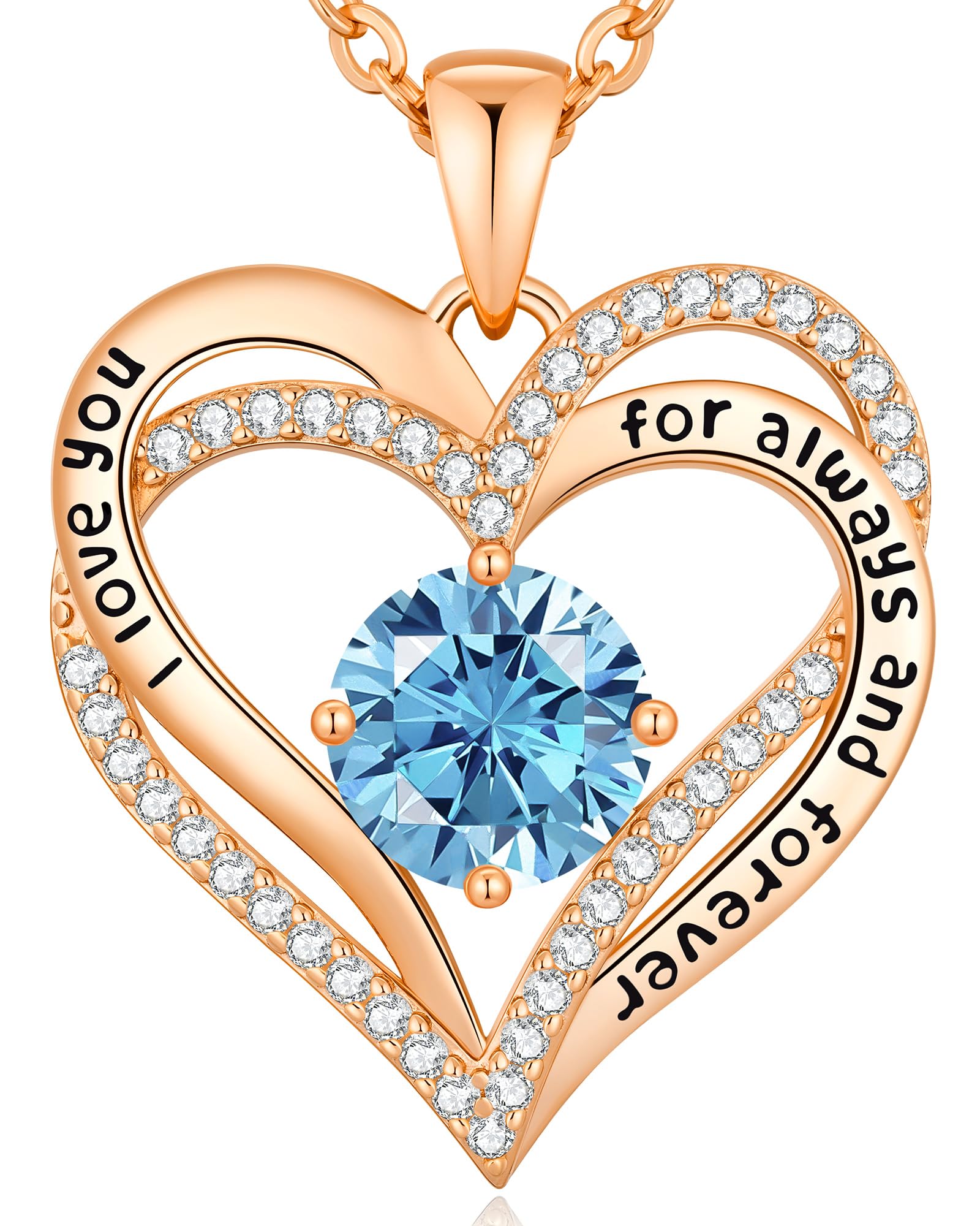 CDE Forever Love Heart Necklaces for Women, Wedding Anniversary, Valentine's，Birthday Mothers Christmas Day Gifts for Mom, Mother, Wife, S925 Silver Jewelry with Birthstone Pendant