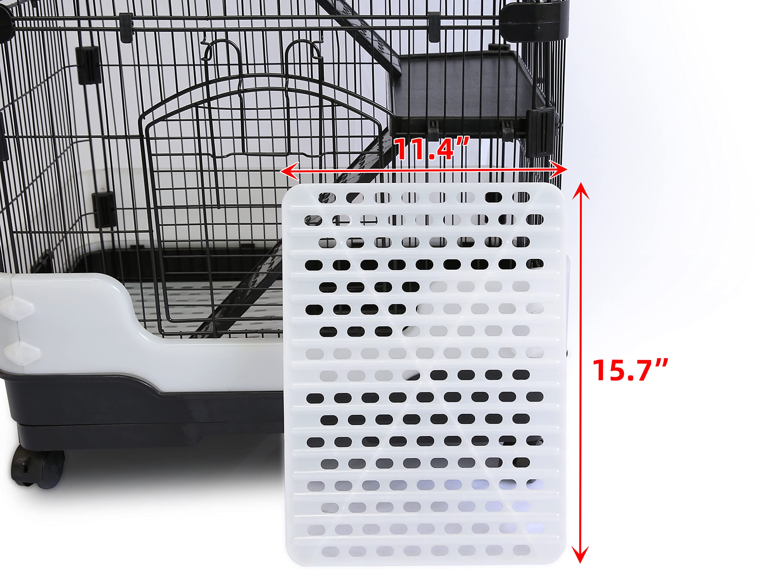 Homey Pet 3 Levels Chinchilla Ferret Pet Crate Small Animals Cages for Rat, Hamster, Guinea Pig, Squirrel, Include Caster Tray and Urine Guard (Black)