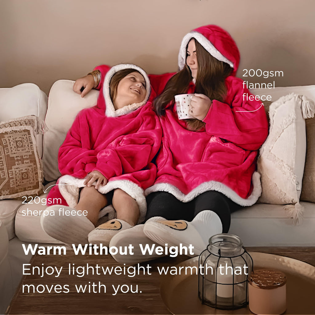 Bedsure Blanket Hoodie, Wearable Blanket Hoodie as Gifts for Mom, Birthday Gifts for Women Kids Teens Mother's Day Sherpa Sweatshirt, Grey, Standard