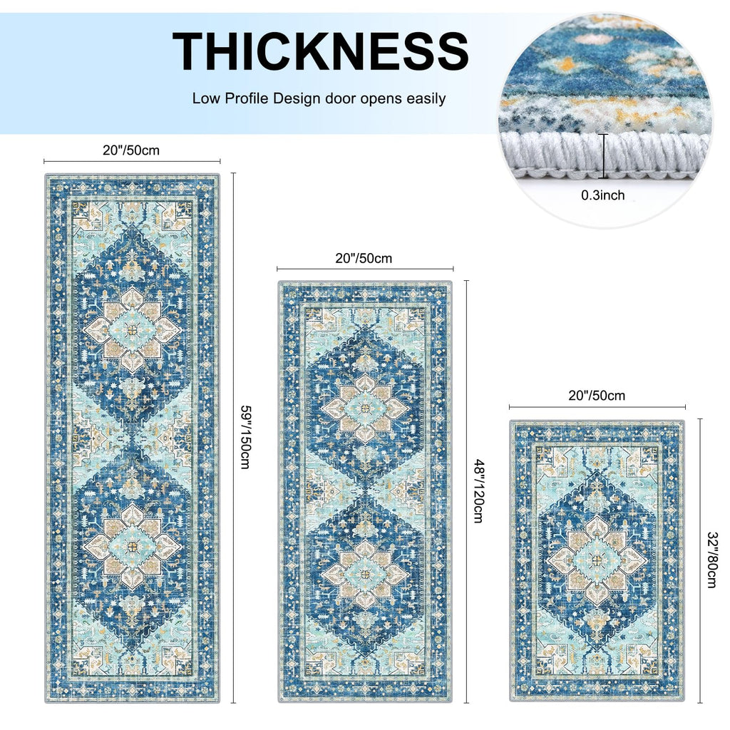 Yamaziot Christmas Kitchen Rugs Sets of 3, Non Slip Kitchen Mats for Floor with Rubber Backing, Holiday Christmas Snowflake Runner Rug Decor Home Decorations for Kitchen, Laundry Room, Hallway