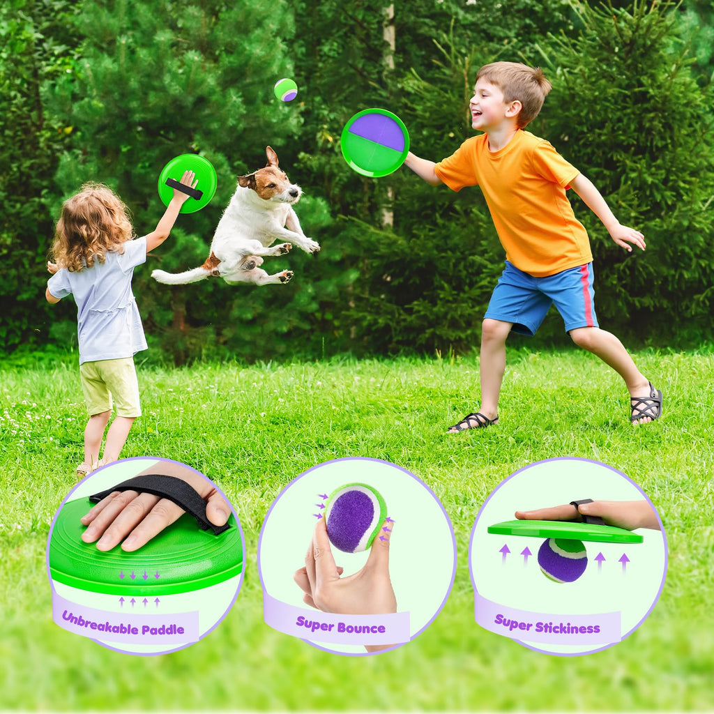 TEILLNET Toss and Catch Ball Set Upgraded - Kids Toys Beach Toys Baseball Games - Sturdy & Water-Resistant for Outdoor Pool Yard Games - Classic Gift for Boys Girls 3 4 5 6 7 8 9 10 11 12+ Years