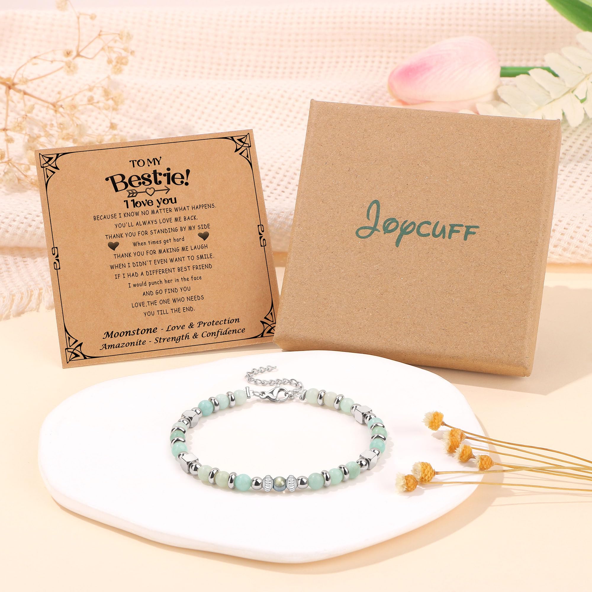 JoycuFF 𝗚𝗶𝗳𝘁𝘀 𝗳𝗼𝗿 𝗪𝗼𝗺𝗲𝗻 𝗠𝗼𝗼𝗻𝘀𝘁𝗼𝗻𝗲 𝗕𝗿𝗮𝗰𝗲𝗹𝗲𝘁 Amazonite Colorful Imperial Jasper Stainless Steel Beads Bracelets, Graduation Christmas Valentines Mothers Day Birthday Gifts