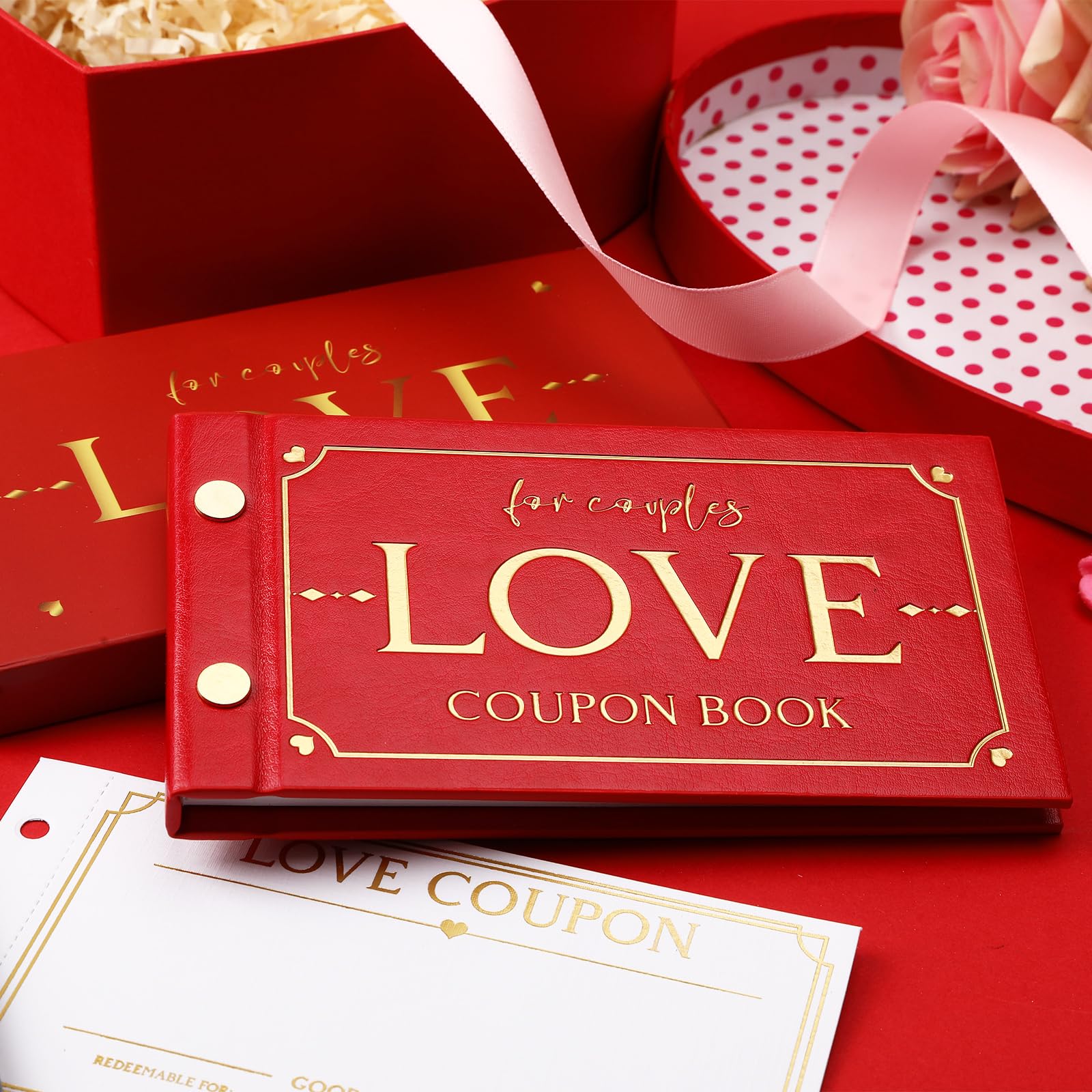Love Coupons for Him – 30 Blank Personalized Coupons | Romantic Valentines Gifts for Him, Thoughtful Valentines Day Gifts for Husband, Cute Vday Gift for Boyfriend (Ruby Red)