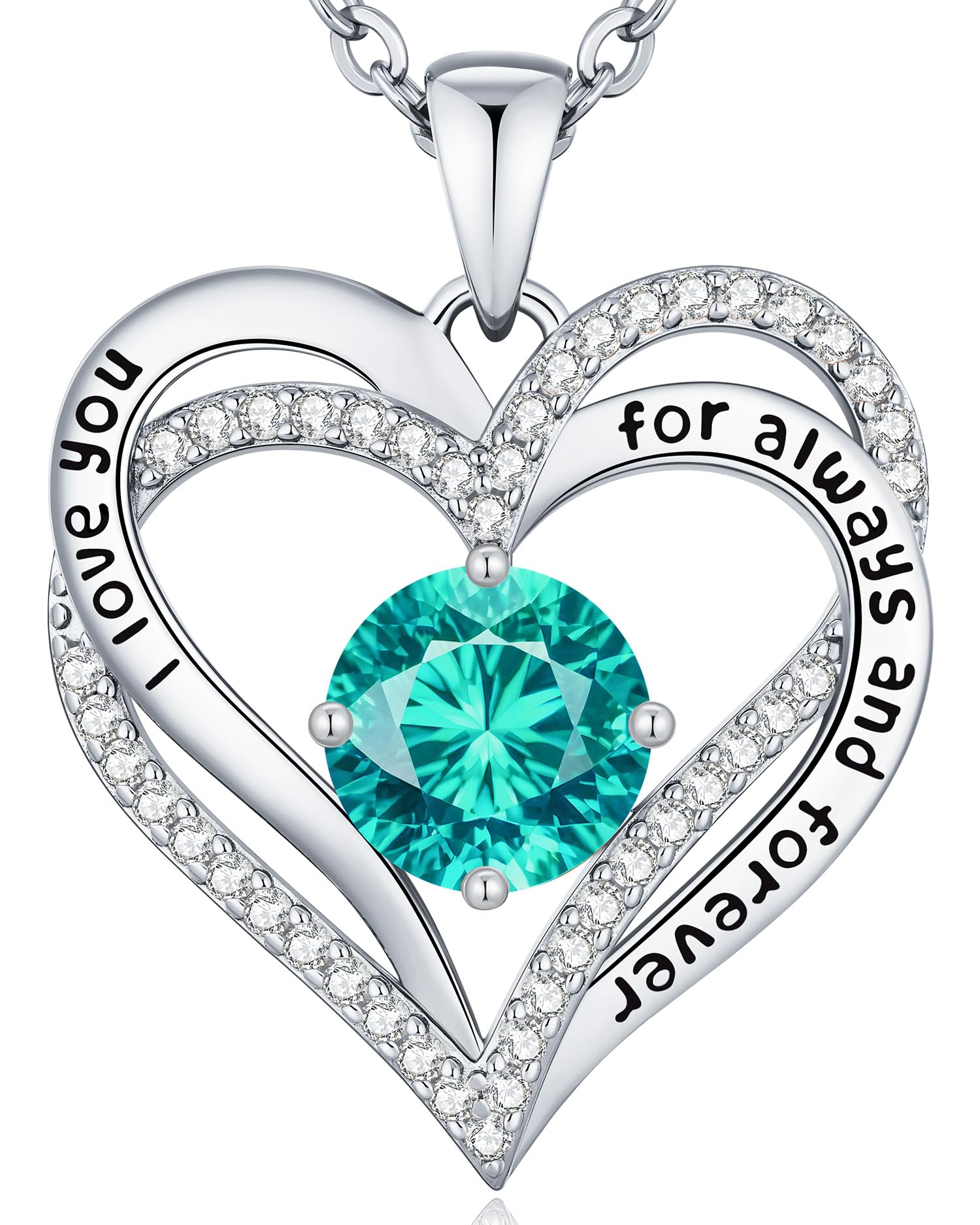 CDE Forever Love Heart Necklaces for Women, Wedding Anniversary, Valentine's，Birthday Mothers Christmas Day Gifts for Mom, Mother, Wife, S925 Silver Jewelry with Birthstone Pendant