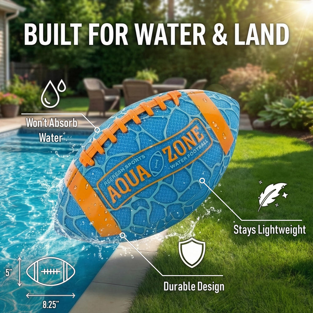 Water Football for Pool & Beach - Best Pool Toys for Kids All Ages - Easy Grip & Soft to Catch Footballs - Fun Outdoor Sports Beach Toys - Pool Gifts for Kids 5 6 7 8 9 10 11 12 + Year Old Boy & Girl