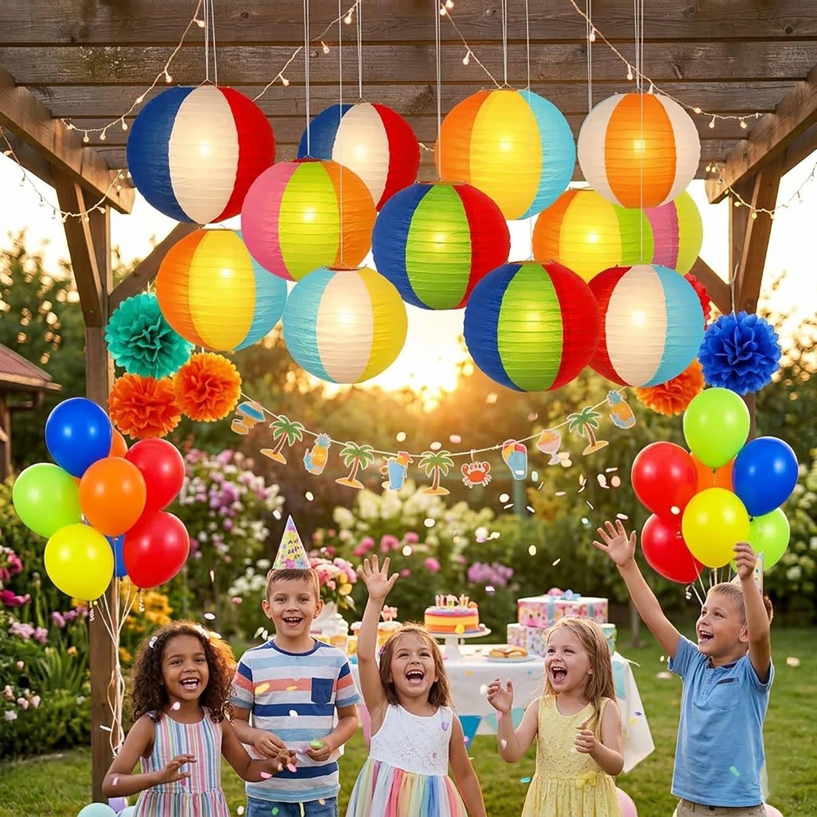 12 PCS Lucky Green Paper Lanterns, 8" Hanging Clover Decorations for Garden Party, Casino Night, The Lucky One Baby Shower, Irish Wedding & Spring Events, St. Patrick's Day
