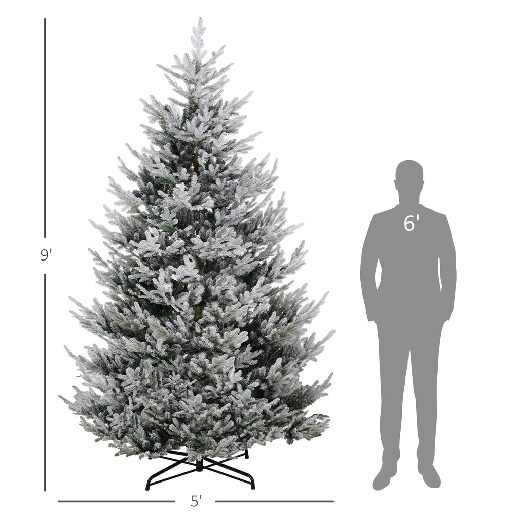 HOMCOM 7.5 Foot Artificial Christmas Tree, Nordic Pine Hinged Xmas Tree with 1218 Realistic Branches, Wide Steel Base, Auto Open, Green