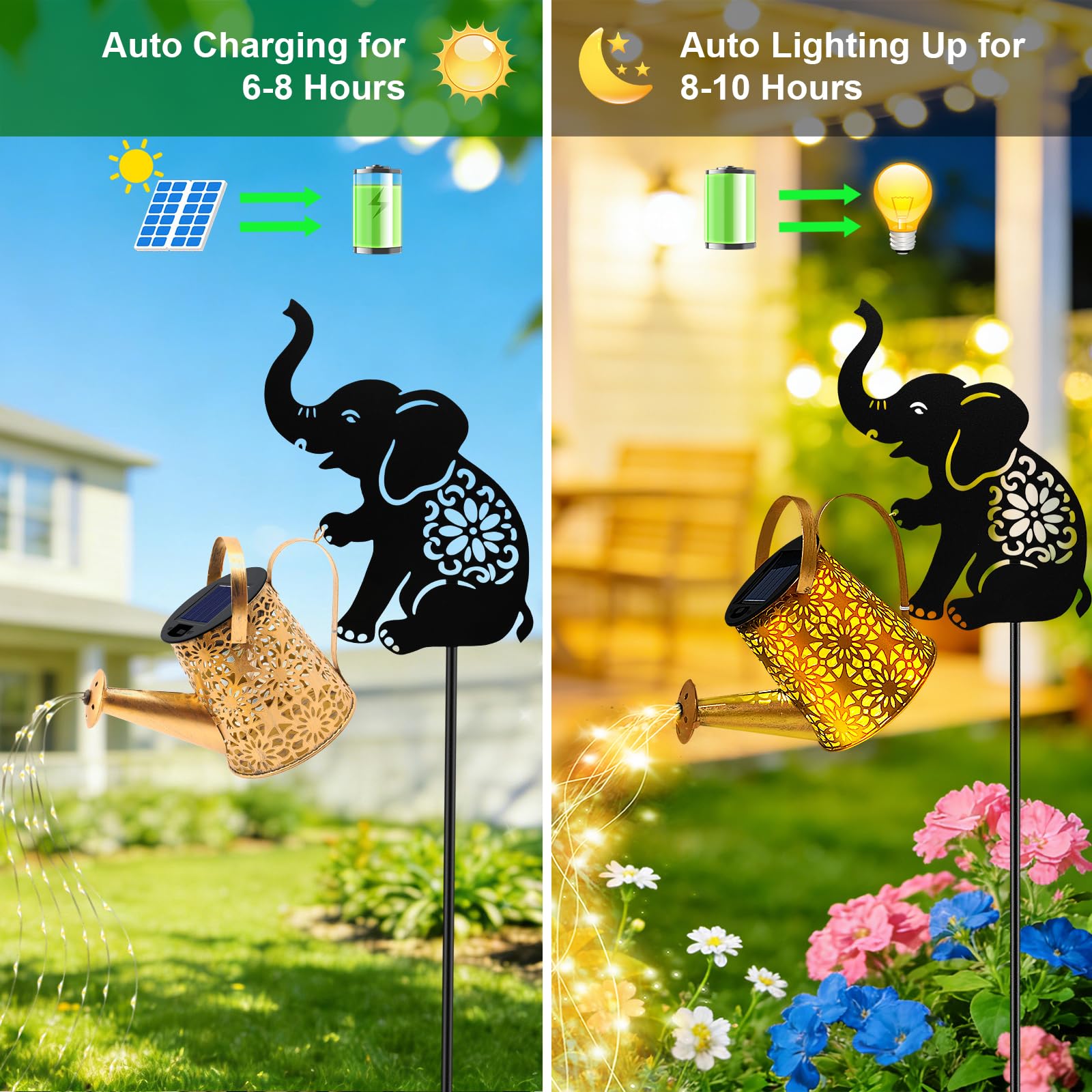 Solar Watering Can Lights, Cat Hanging Lantern Solar Lights Outdoor, Cat Lover Gifts for Mom Women Birthday Mother's Day Christmas, Waterproof Garden Decor Outside Patio Yard Pathway Backyard