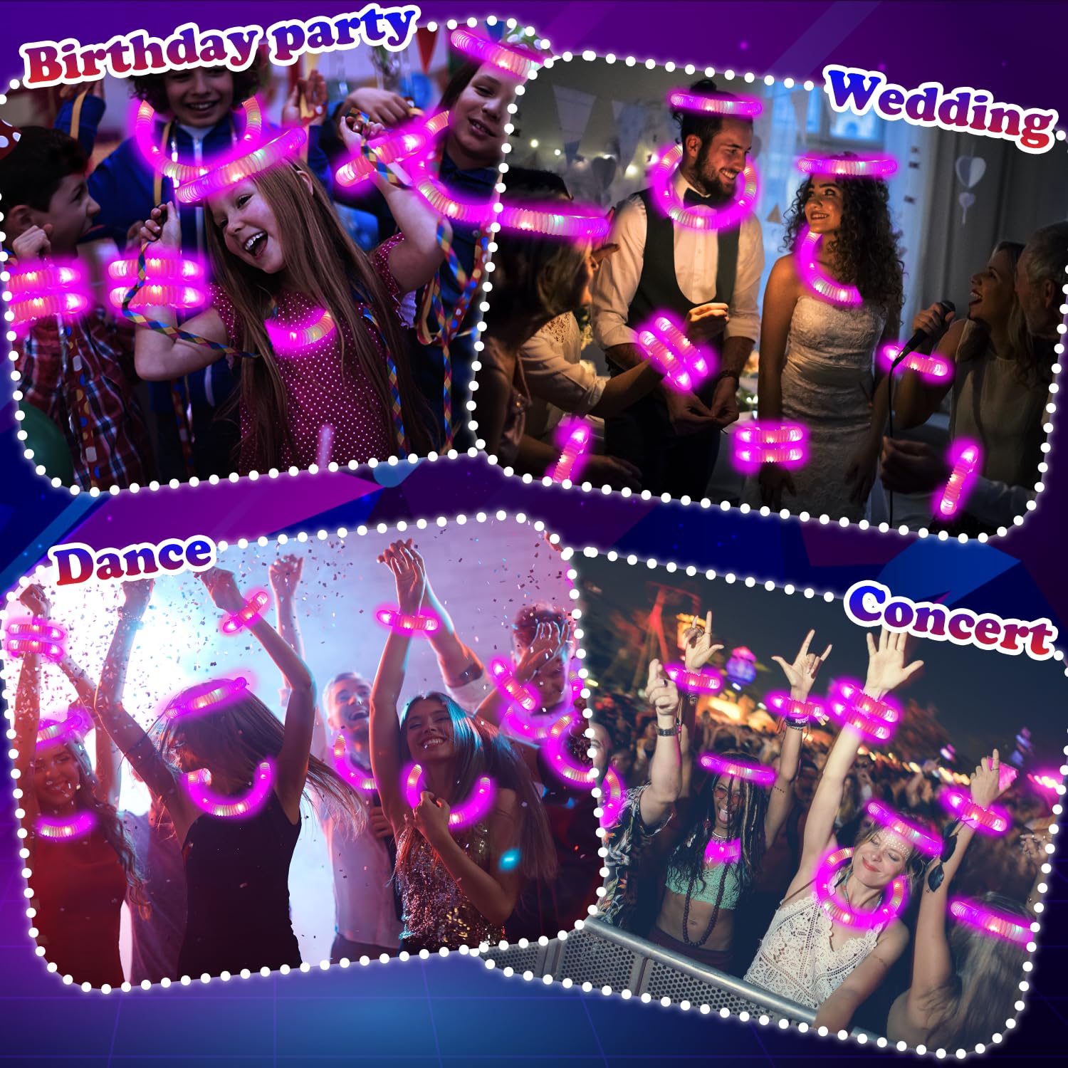 Kannove 12-24 PCS Green Glow Sticks Party Favors Supplies for Kids,4th of July LED Light up Pop Tubes for Toddlers,Neon Necklaces Bracelets Accessories,Glow Birthday Dance Camping Party Decorations