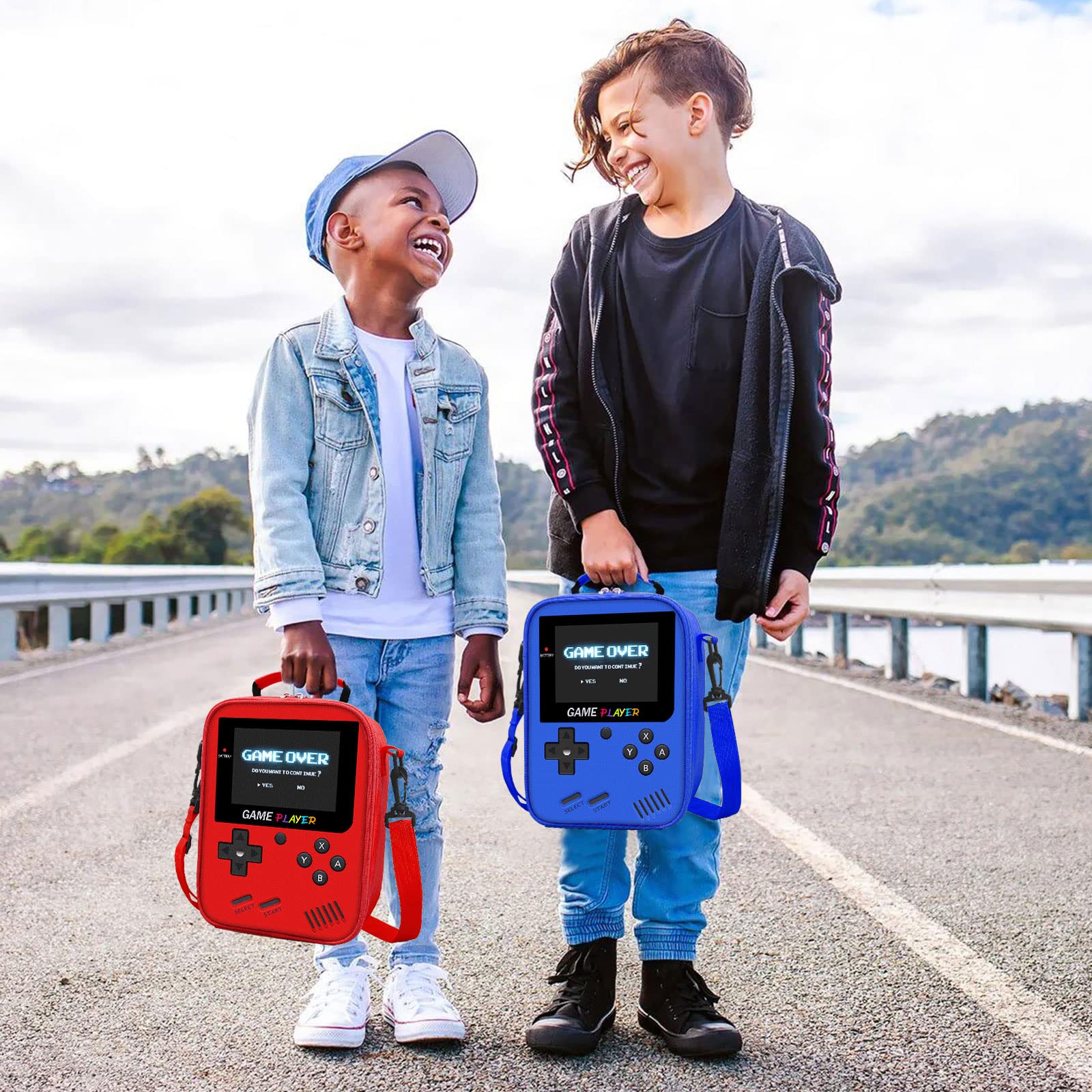 Boys Lunch Box for School, Gamer Kids Lunch Bag for Boys Girls, Insulated Video Game Lunchbox Waterproof Leakproof with Adjustable Shoulder Strap