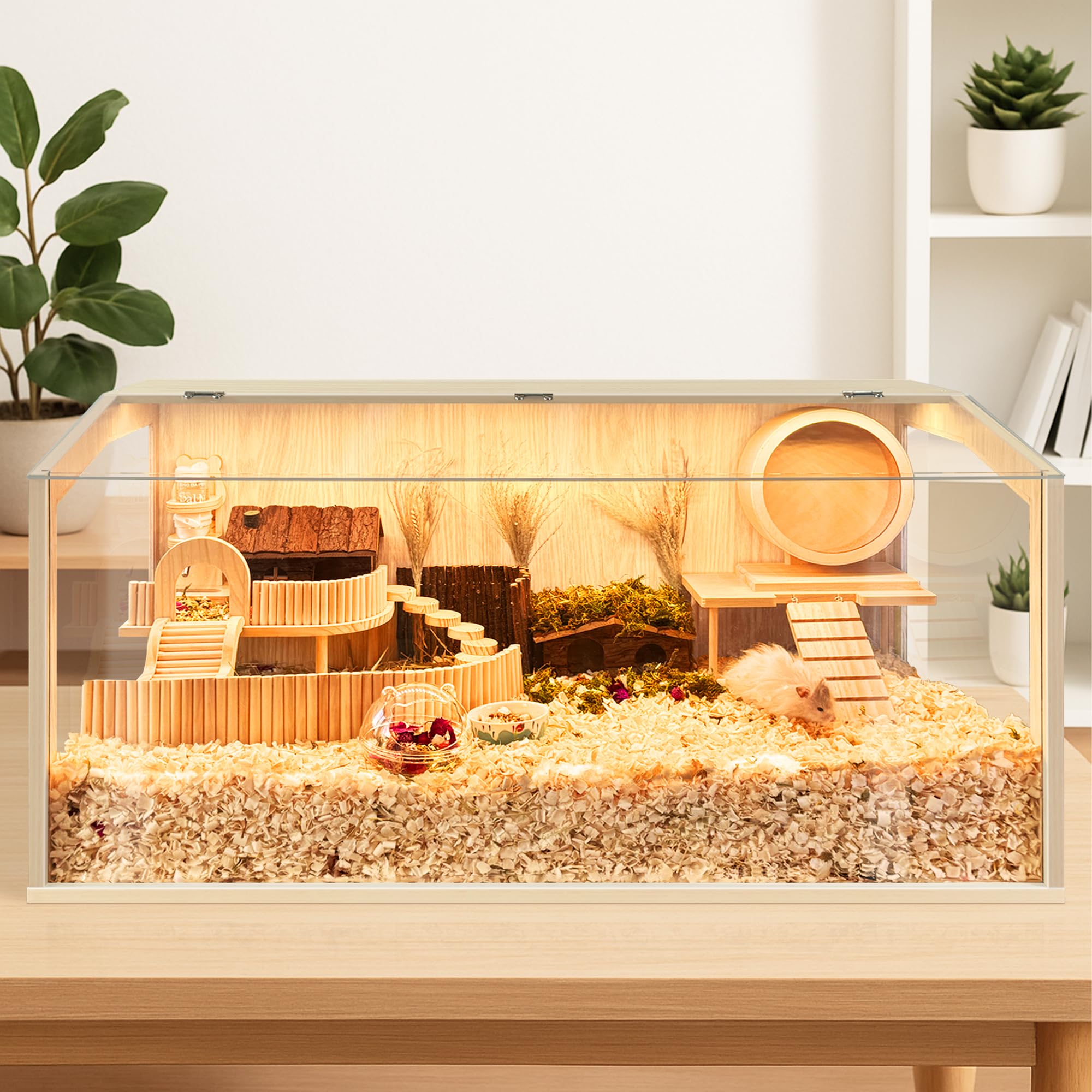 Hamster Cage Chewproof, Large Hamster Cages and Habitats, Openable Top with Acrylic Sheets, Solid Built