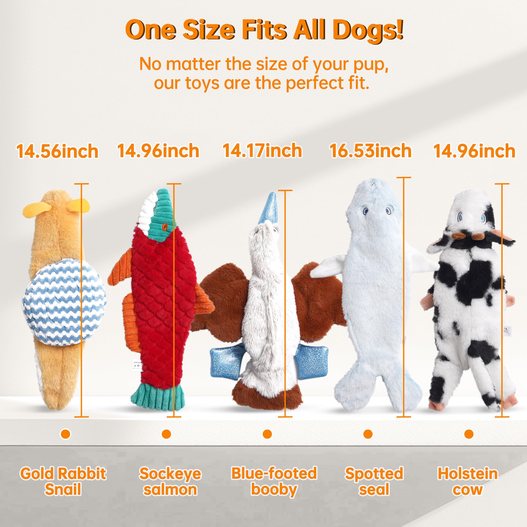 Nocciola Dog Squeaky Toys, 5 PCS Crinkle Plush Dog Toys, No Stuffing Dog Toys for Small Medium Large Dogs, Stuffless Puppy Toys for Boredom