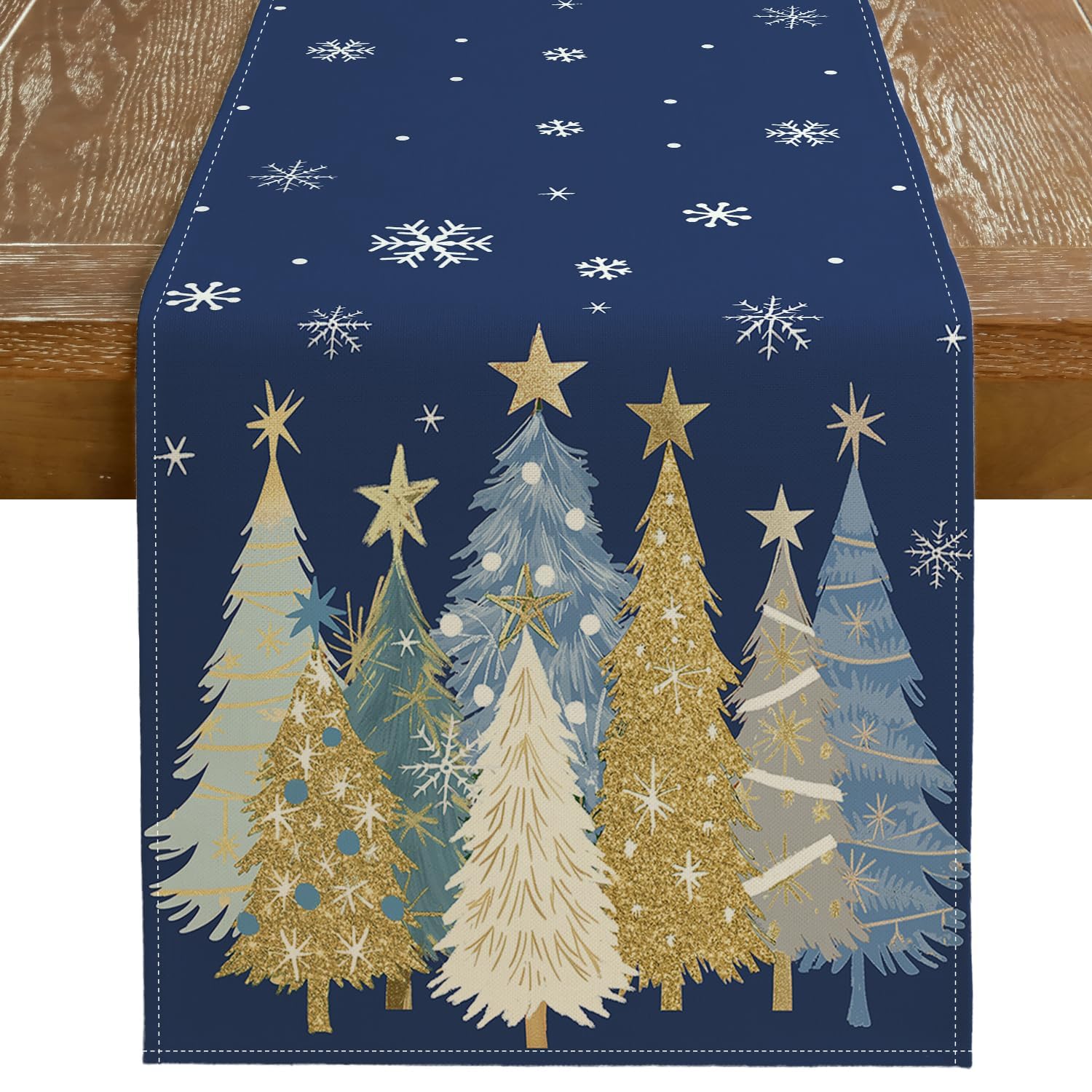 GEEORY Christmas Table Runner 13x72 Inch, Xmas Trees Snowflakes Winter Holiday Decorative Farmhouse Table Decorations for Kitchen Dinning, Indoor Outdoor Dinner Party Decor (Red) GT150-72